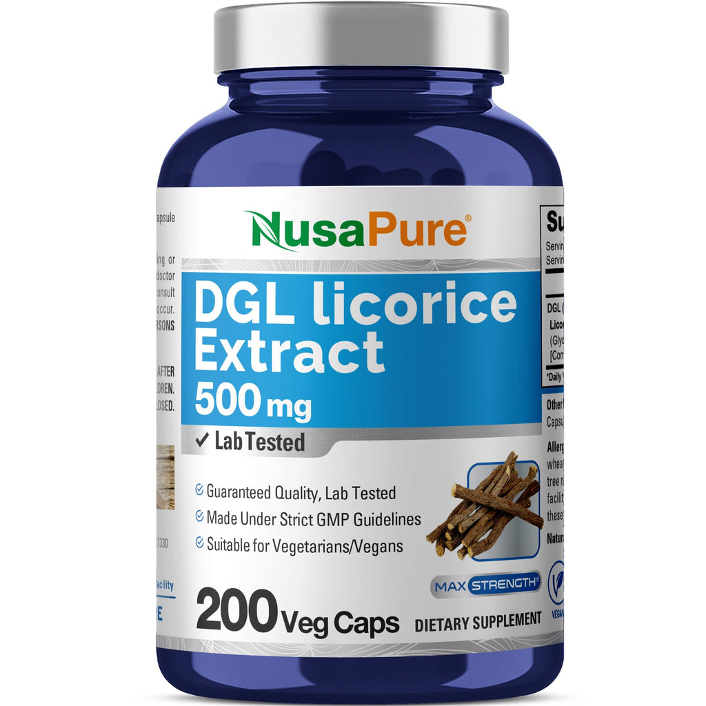NusaPure DGL Licorice Extract 500 mg 200 Veggie Capsules (Vegan,Non-GMO) NusaPure Au supplements