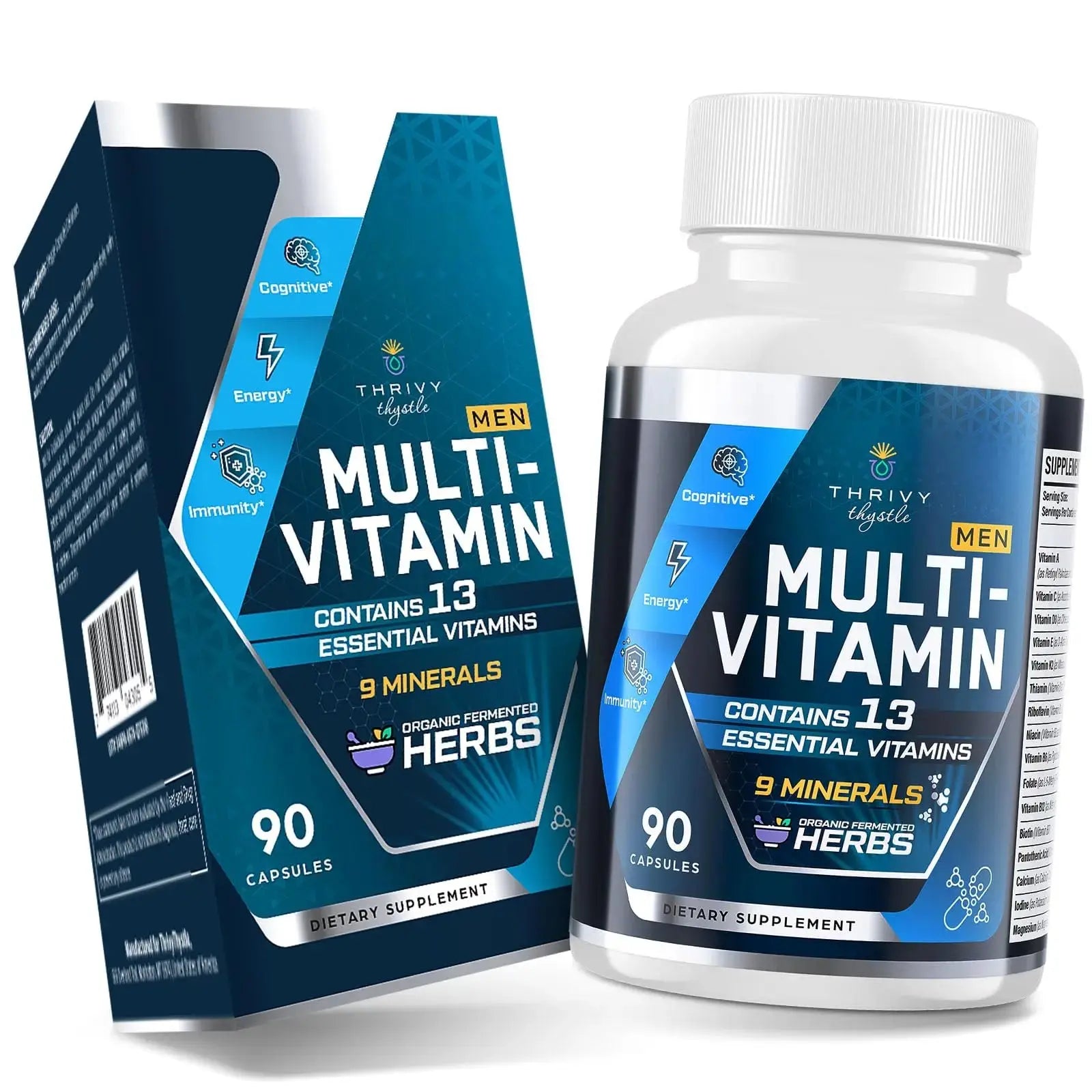 ThrivyThystle Multivitamin for Men 50+ with Methylated B12 & Folate, Omega-3 & CoQ10 – Fermented Herbal Blend, 43 Vitamins & Minerals ThrivyThystle Au supplements