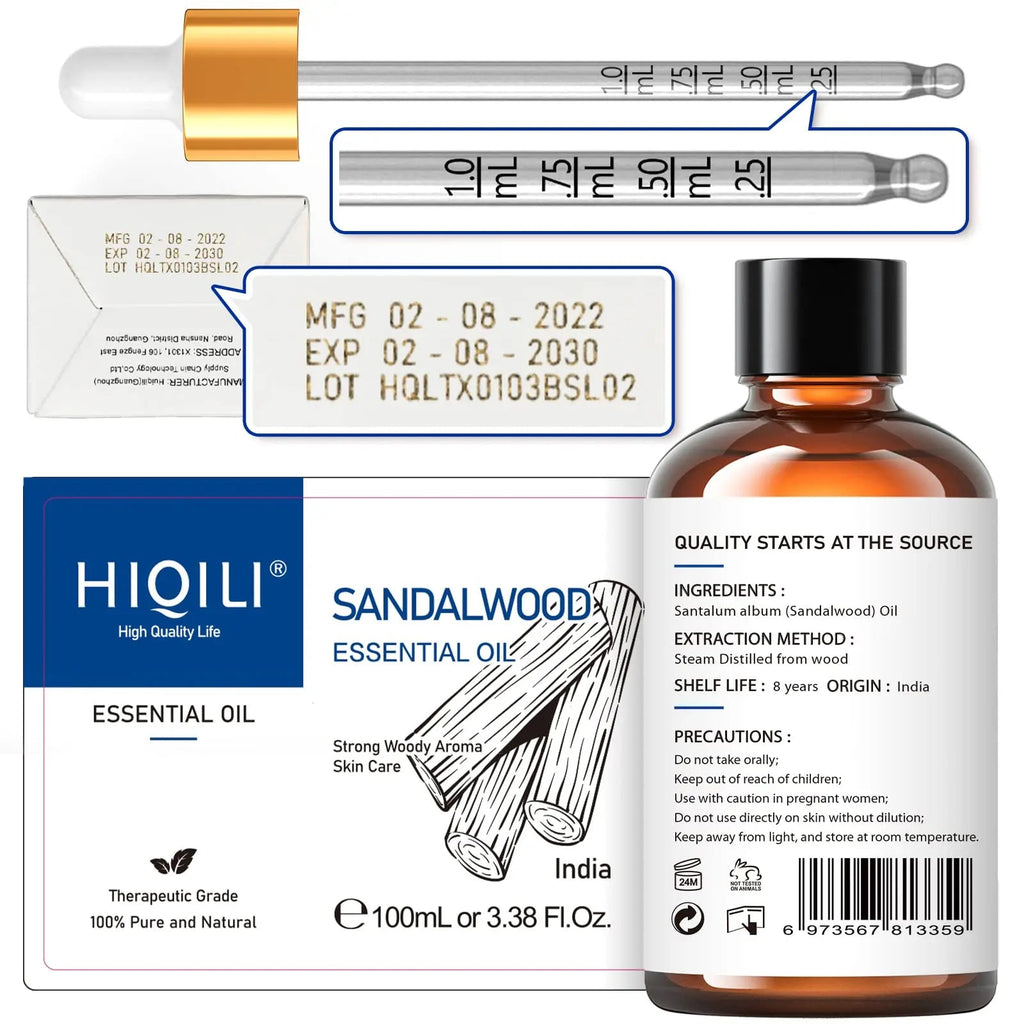 HIQILI Sandalwood Essential Oil and Sweet Orange Essential Oil, 100% Pure Natural for Diffuser - 3.38 Fl Oz HIQILI Au supplements