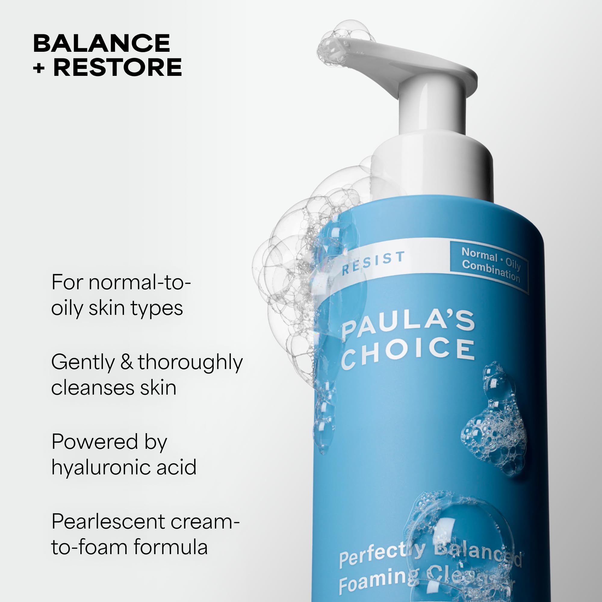 Paula's Choice RESIST Perfectly Balanced Foaming Facial Cleanser, Face Cleanser with Hyaluronic Acid & Aloe, Anti-Aging Face Wash