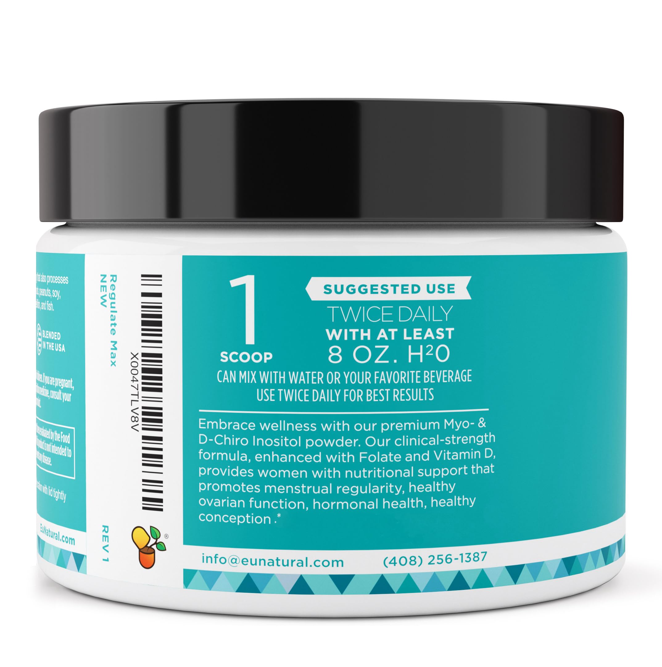 Eu Natural Regulate MAX Myo-Inositol & D-Chiro Inositol Supplement Powder for Women with Vitamin D & Folate Nutritional Support, Hormone Balance & Fertility Support, Unflavored 60 Servings Eu Natural Au supplements