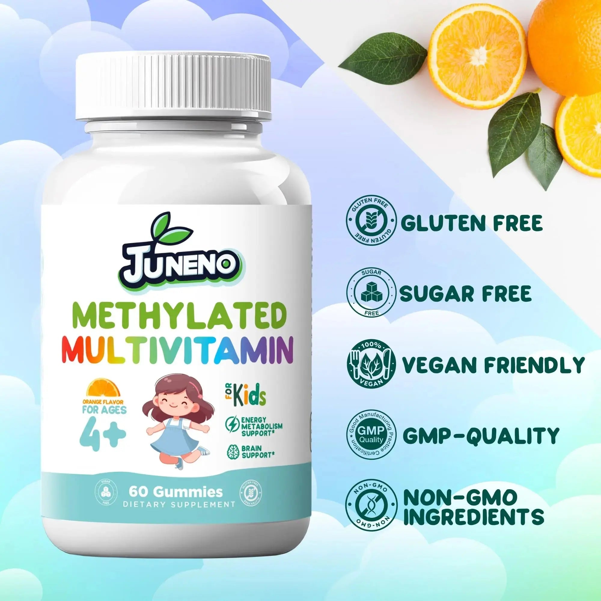 Juneno Methylated Multivitamin Gummies for Kids - MTHFR Support Supplement with B Complex 5-MTHF Folate (L-Methylfolate) Juneno Au supplements