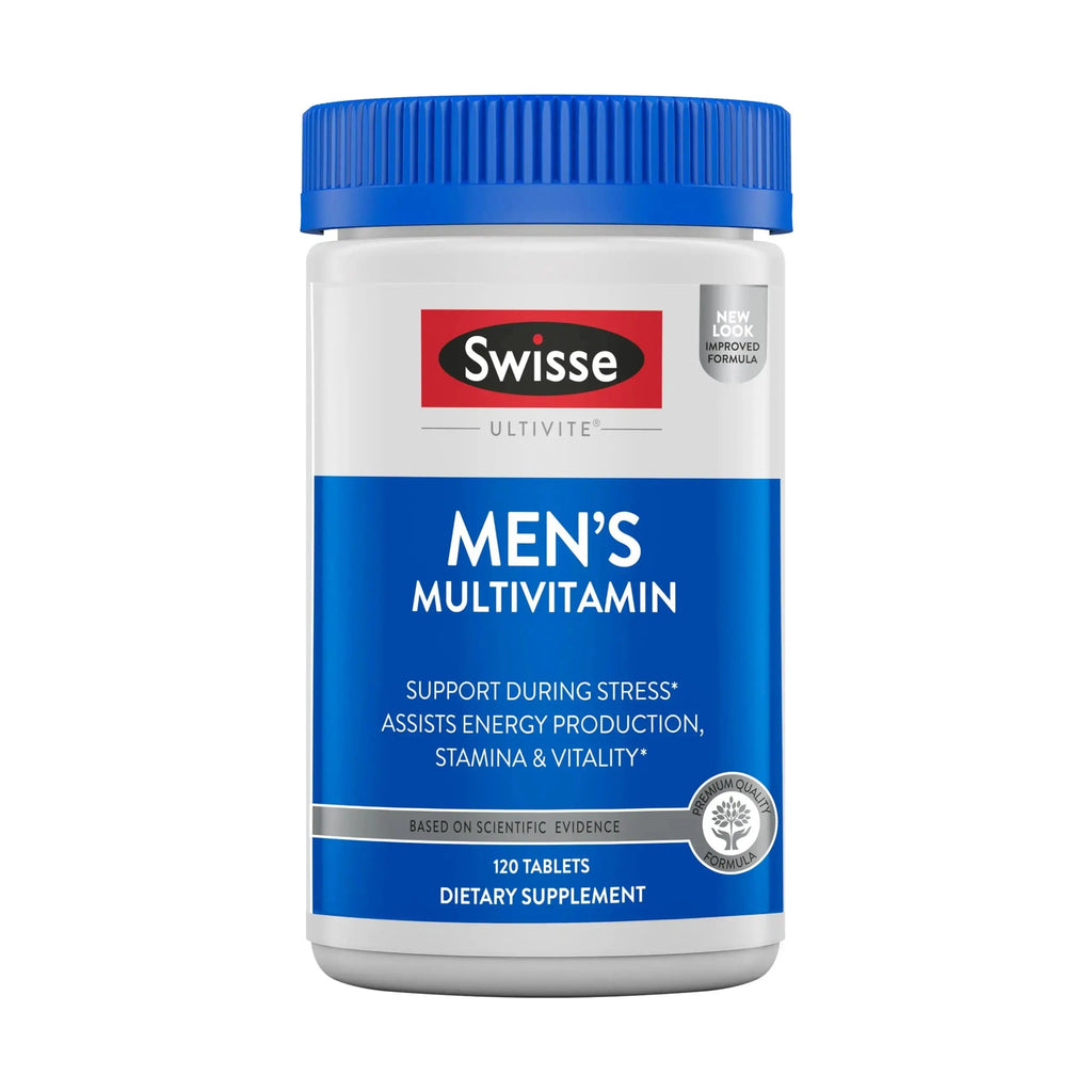 Swisse Ultivite Mens Daily Multivitamins | 50 Vitamins, Antioxidants and Minerals + Adaptogens | Energy, Stress & Immune Support | Mens Vitamins | 120 Tablets Swisse Au supplements