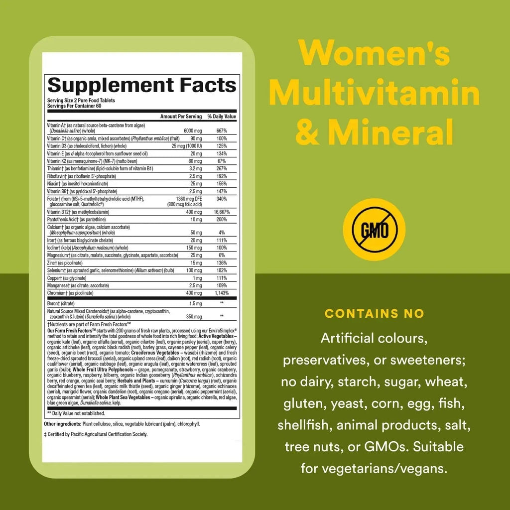 Natural Factors Whole Earth & Sea Women's Multivitamin & Mineral, Whole Food Supplement, Vegan, 120 Tablets Natural Factors Au supplements