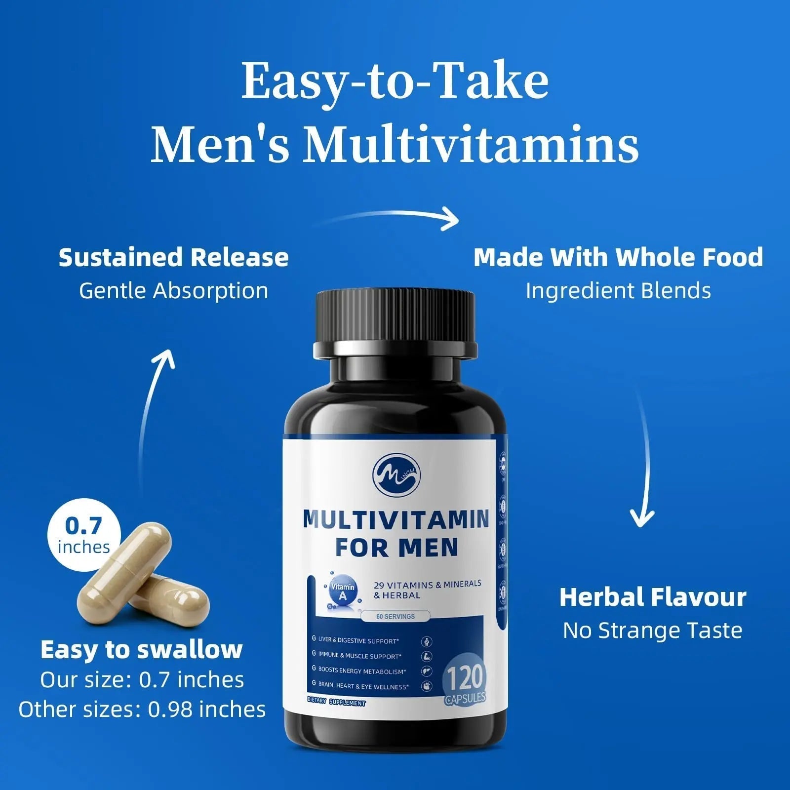 Multivitamin for Men - Methylated Multivitamin Supports Energy & Metabolism, Liver & Digestive*, Daily Men's Vitamins M inch Au supplements