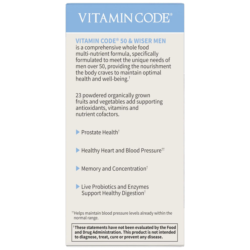 Garden of Life Multivitamin for Men - Vitamin Code 50 & Wiser Men's Raw Whole Food Vitamin Supplement with Probiotics Garden of Life Au supplements