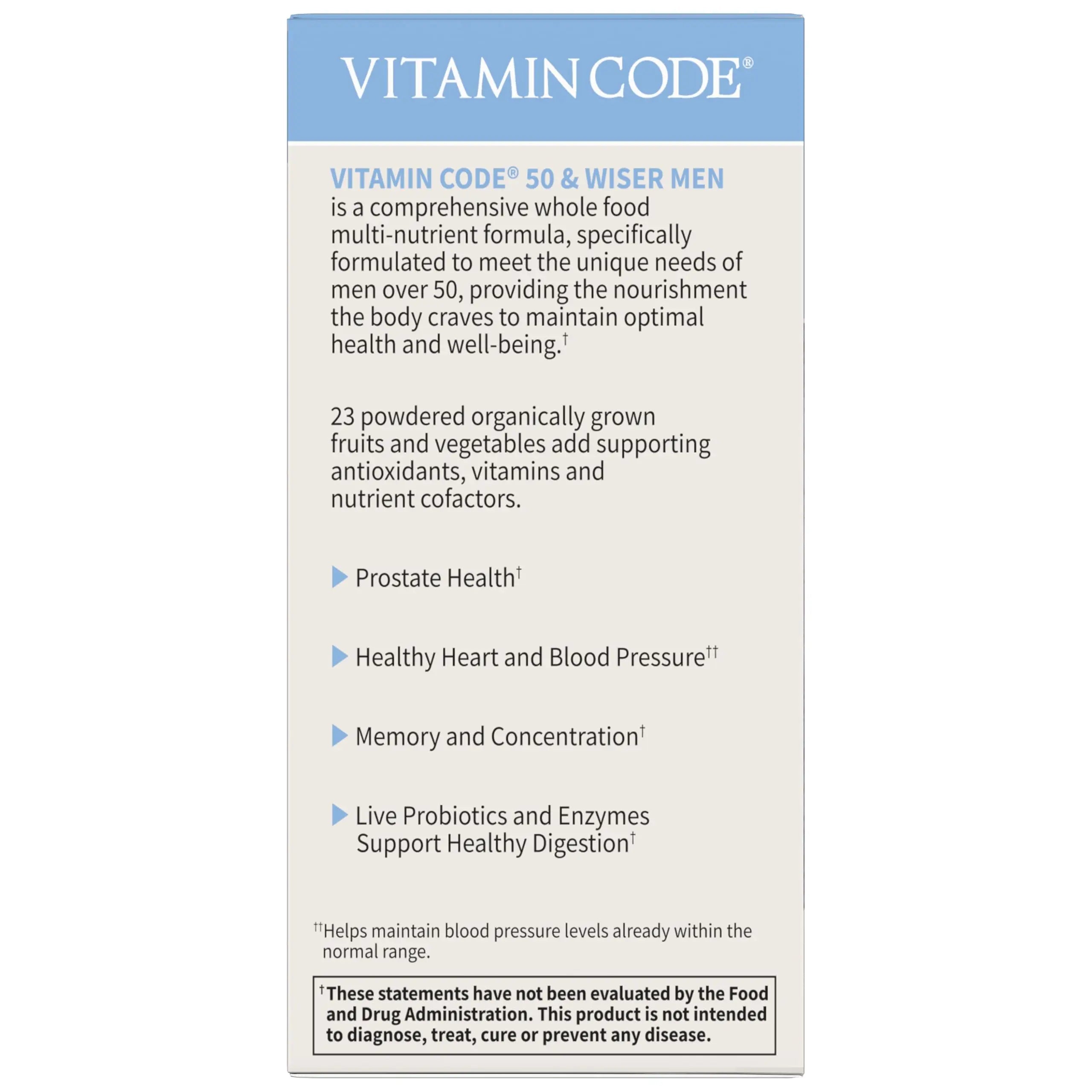 Garden of Life Multivitamin for Men - Vitamin Code 50 & Wiser Men's Raw Whole Food Vitamin Supplement with Probiotics Garden of Life Au supplements