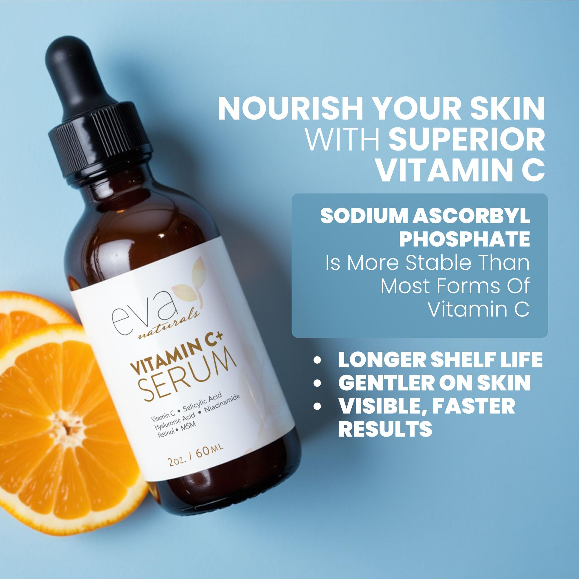 Eva Naturals Vitamin C Serum for Face – Anti Aging Dark Spot Remover & Corrector with Retinol, Hyaluronic Acid