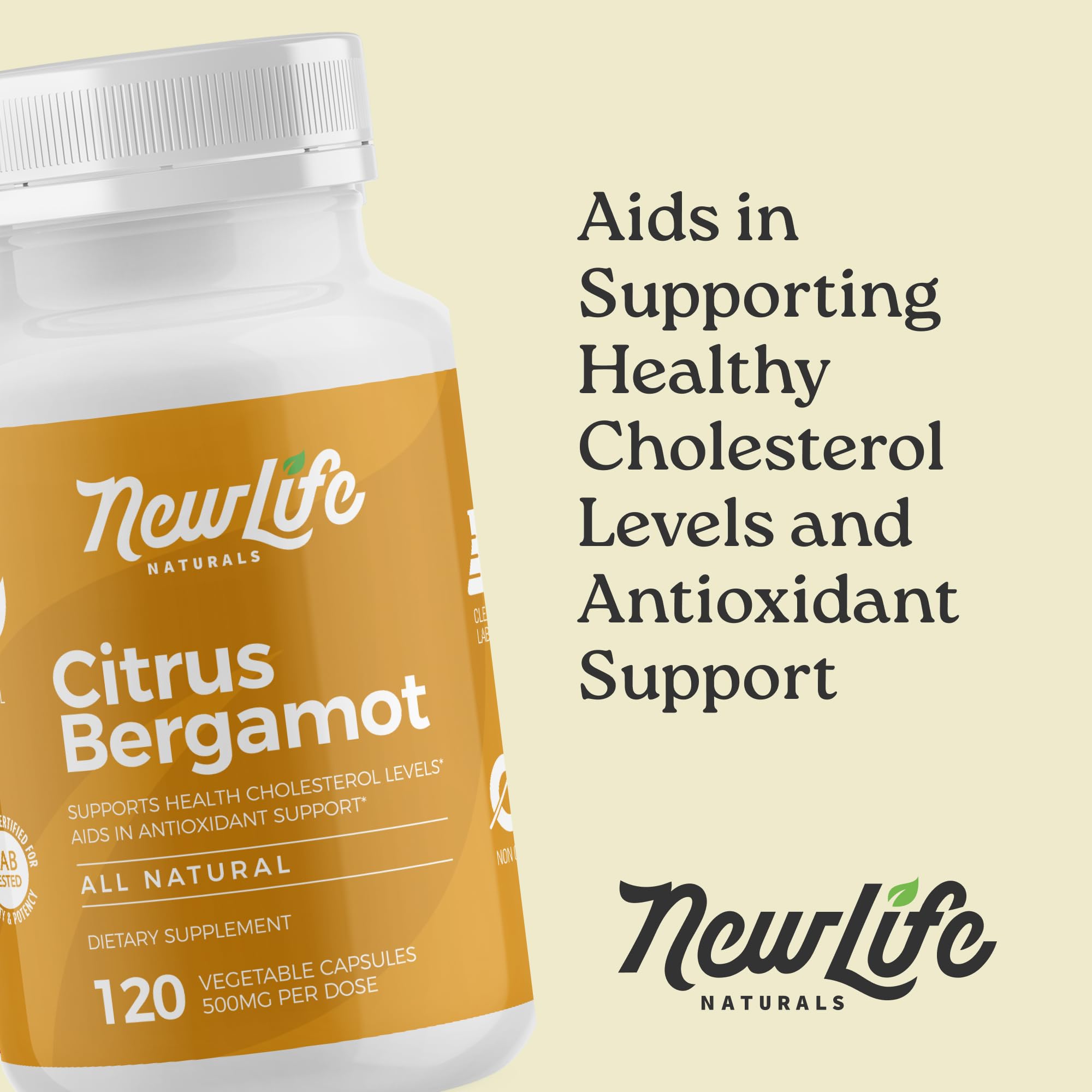 NewLife Naturals Citrus Bergamot Supplements 500 MG - Heart Health - Supplement for Wellness and Aging Support