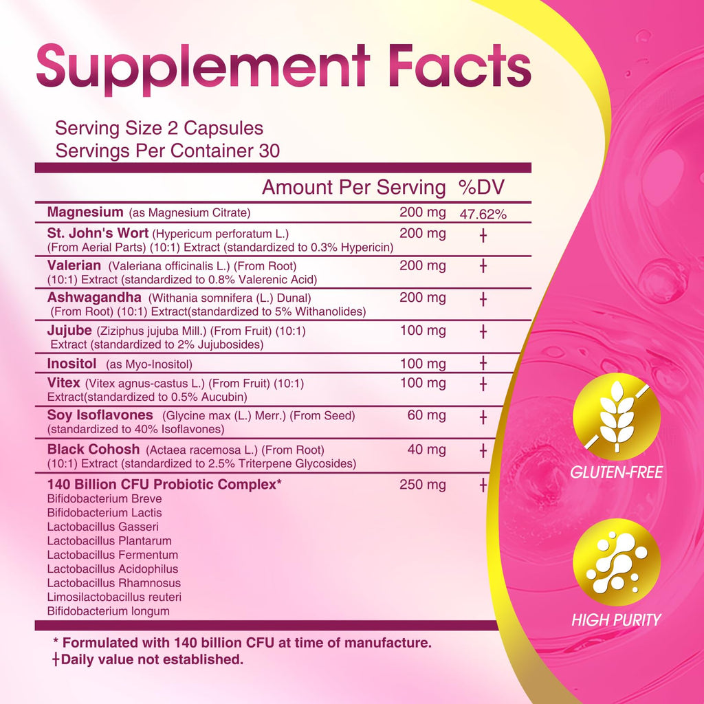 Menopause Supplements for Women, 140 Billion CFU Probiotics, 18-in-1 Menopause Relief with Magnesium, Black Cohosh, Inositol, Hormone Harmony for Women, Night Sweats, Mood Swings, Immunity - 60 Caps BIKAYALUE Au supplements