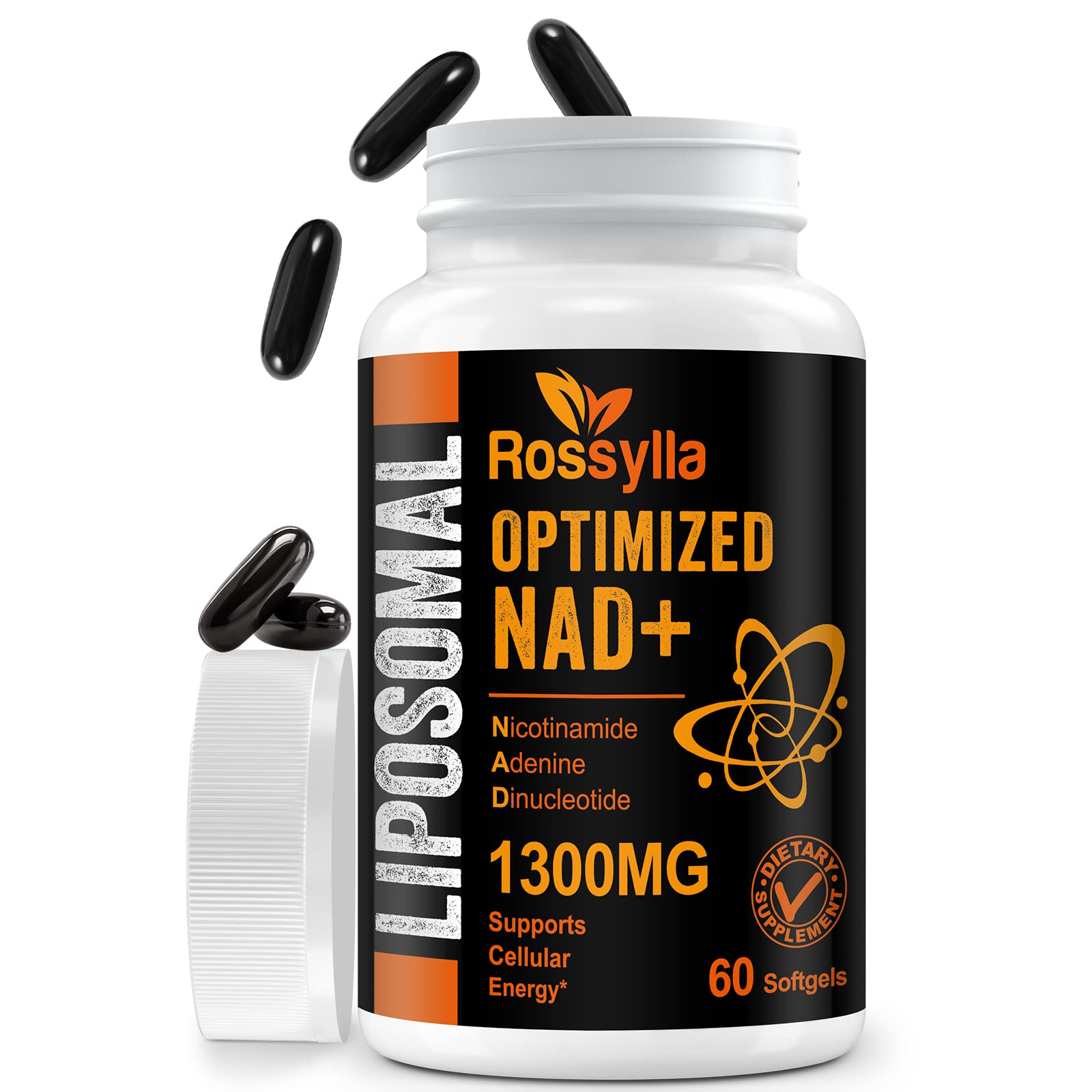 Rossylla 1300 MG Liposomal NAD+ Supplement | Highest Absorption | Purest NAD Supplemet to Boost NAD+ Effetively | Boosting NAD+ Supplement for Aging Defese, Cellular Energy, Longevity | 60 Count Rossylla Au supplements