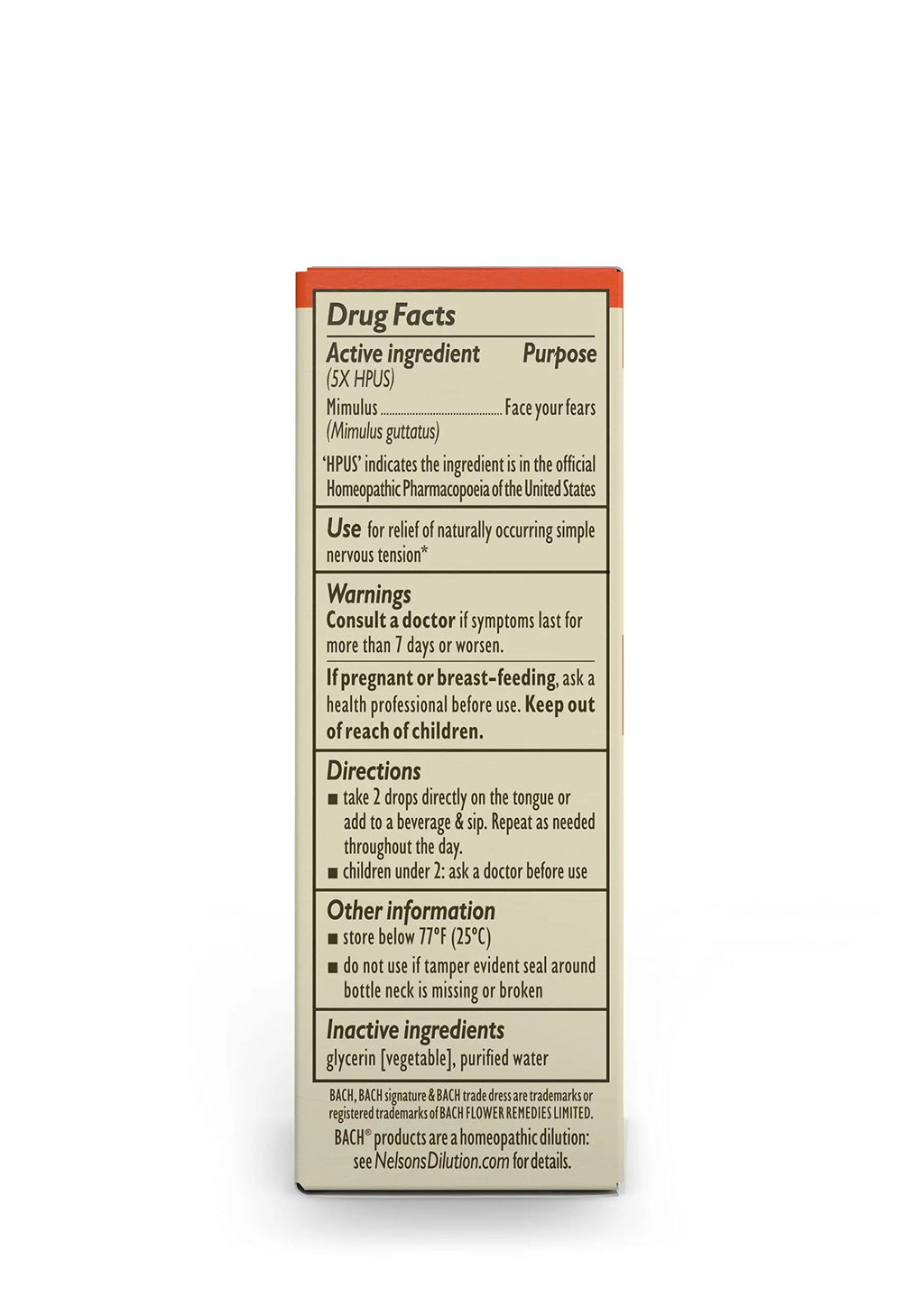 Bach Original Flower Remedies, Mimulus for Facing Fears (Non-Alcohol Formula), Natural Homeopathic Bach Au supplements