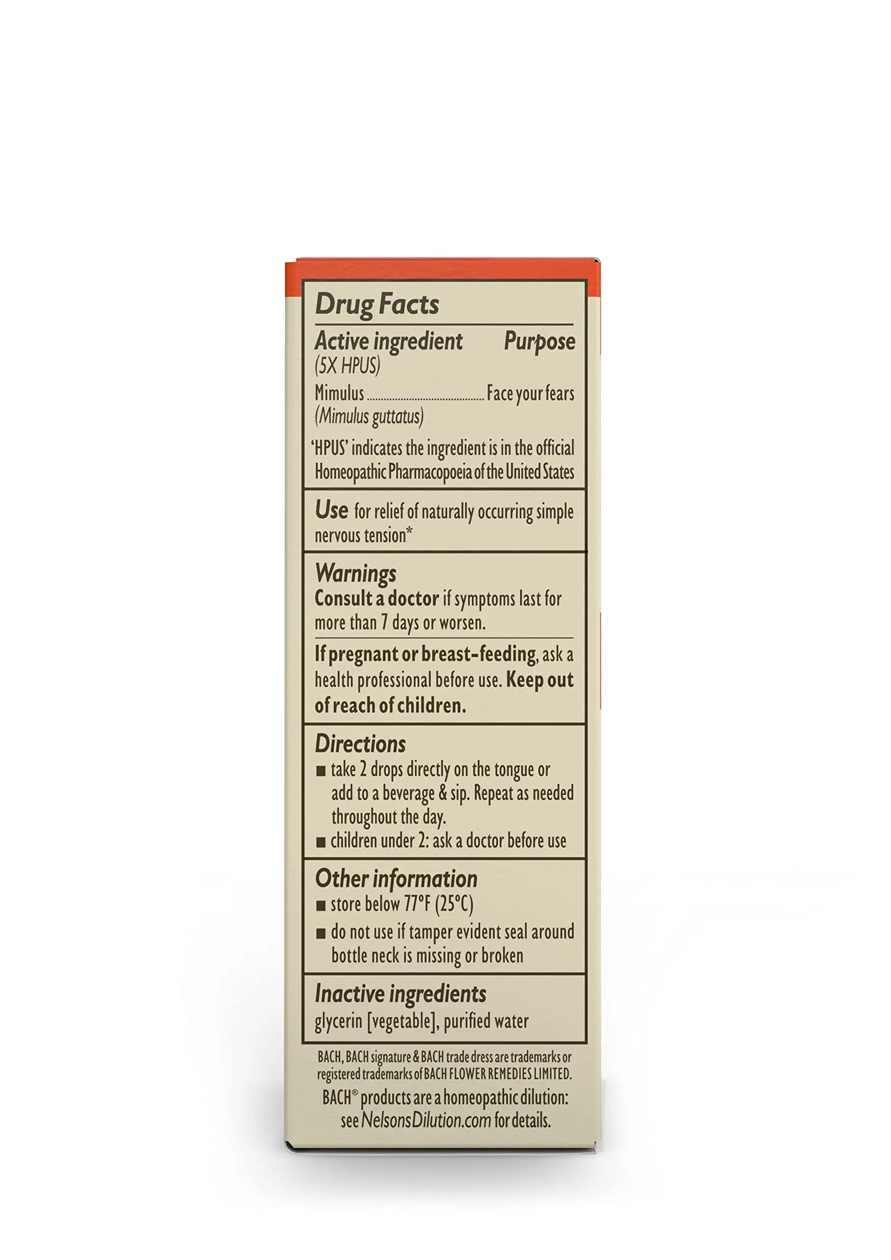 Bach Original Flower Remedies, Mimulus for Facing Fears (Non-Alcohol Formula), Natural Homeopathic Bach Au supplements