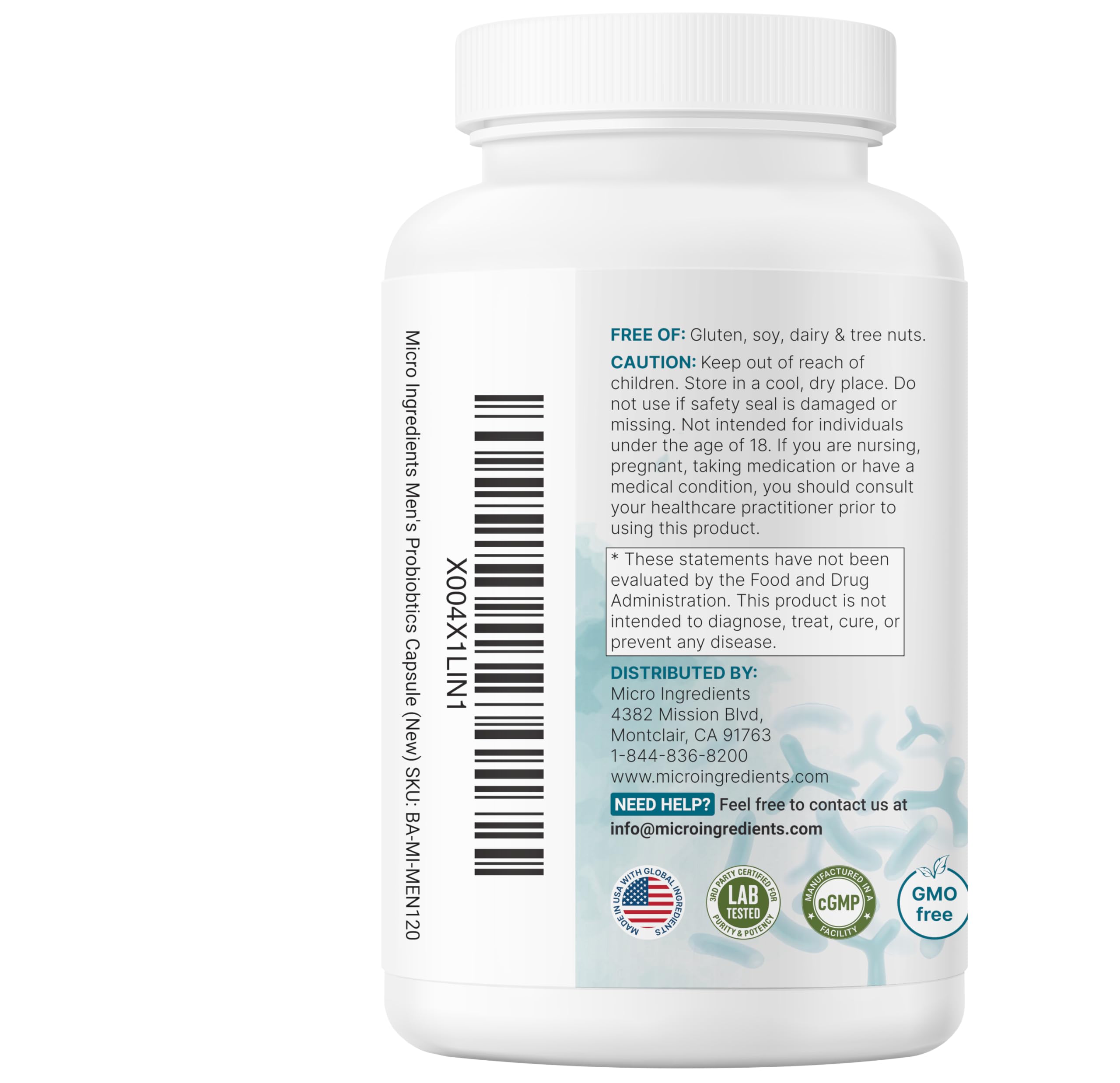 Micro Ingredients Probiotics for Men 100 Billion CFU, 40 Strains, 120 Vegetarian Capsules | Pre, Probiotics, Postbiotics & Enzymes | Pre, Probiotics, Enzymes, Saw Palmetto, Pumpkin Seed & Lycopene