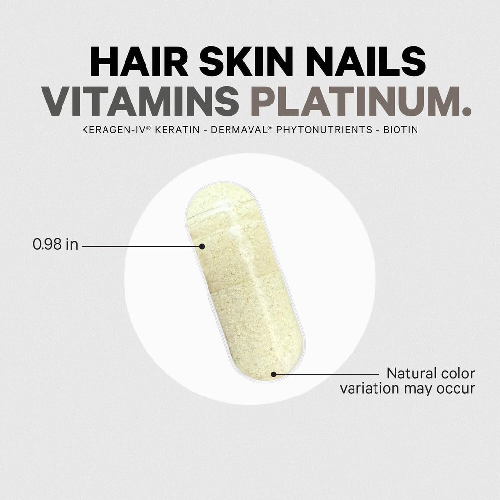 Codeage Hair Skin Nails Vitamins Platinum - KeraGEN-IV Keratin, Dermaval - Hair Fall, Skin Elasticity & Moisture Support - Biotin 5000, Collagen, Vitamin C, Coffeeberry, PABA Supplement - 60 Capsules Codeage Au supplements