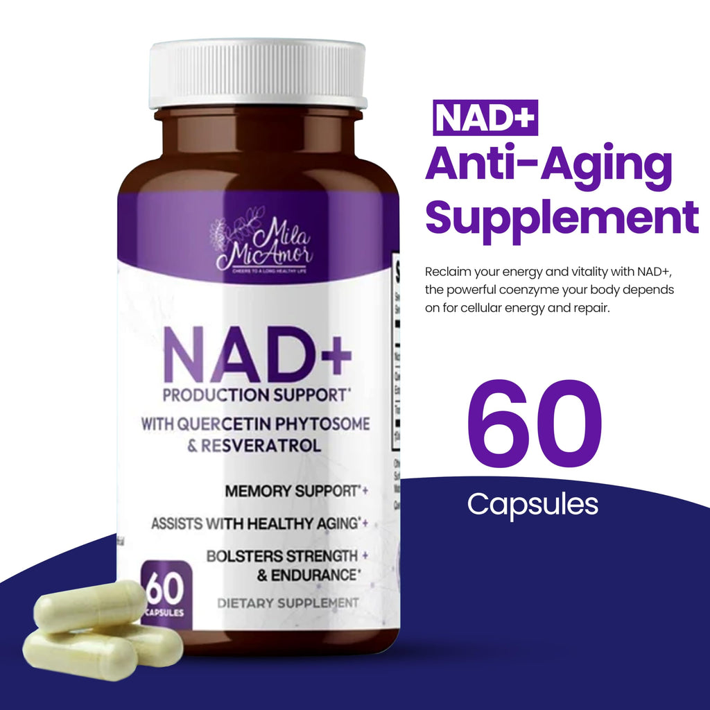 Mila Miamor NAD+ for Cellular Energy & Anti-Aging Supplement| Boost Focus, Vitality & Mitochondrial Function | Supports DNA Repair, Brain Health & Endurance | Non-GMO, Gluten-Free | 60 Capsules Mila Miamor Au supplements
