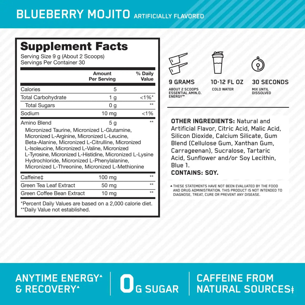 Optimum Nutrition Amino Energy - Pre Workout with Green Tea, BCAA, Amino Acids Optimum Nutrition Au supplements