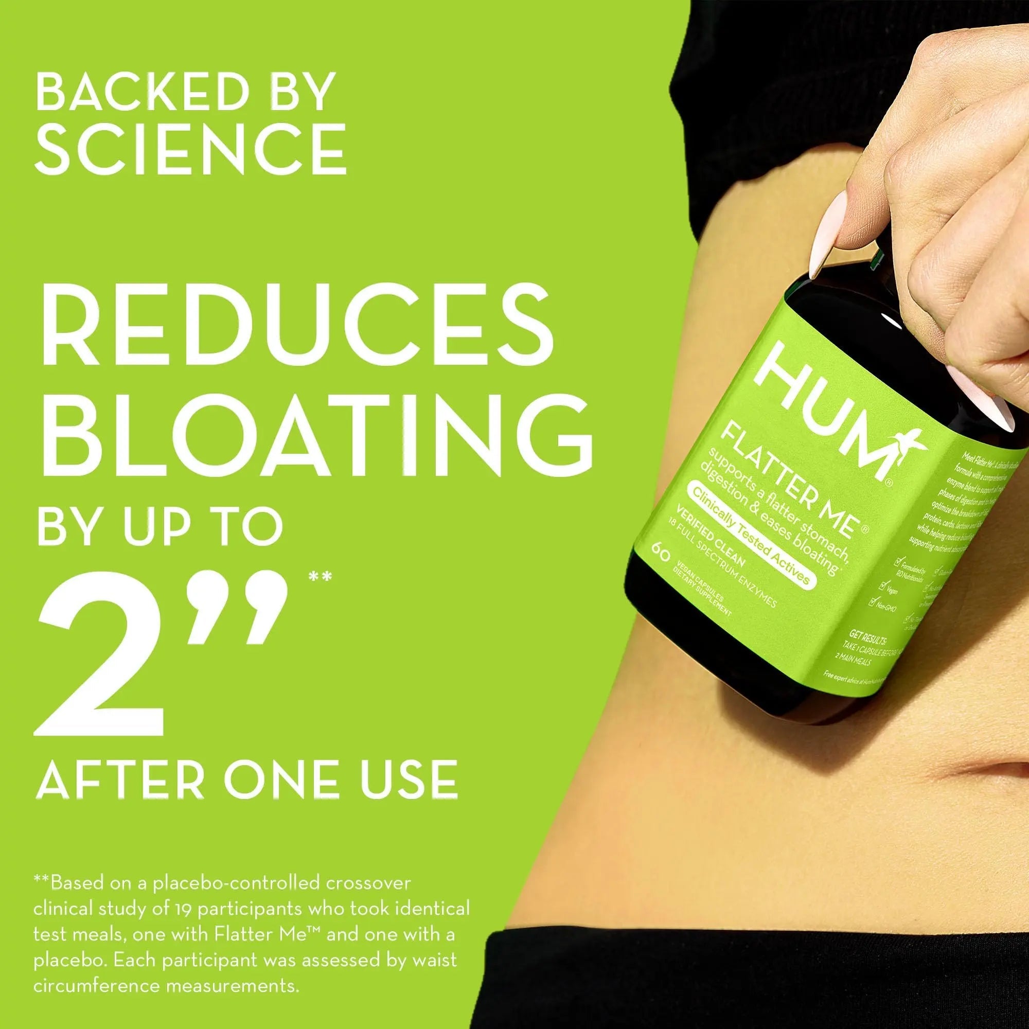HUM Flatter Me Supplement for Daily Bloating - 18 Full Spectrum Digestive HUM Au supplements