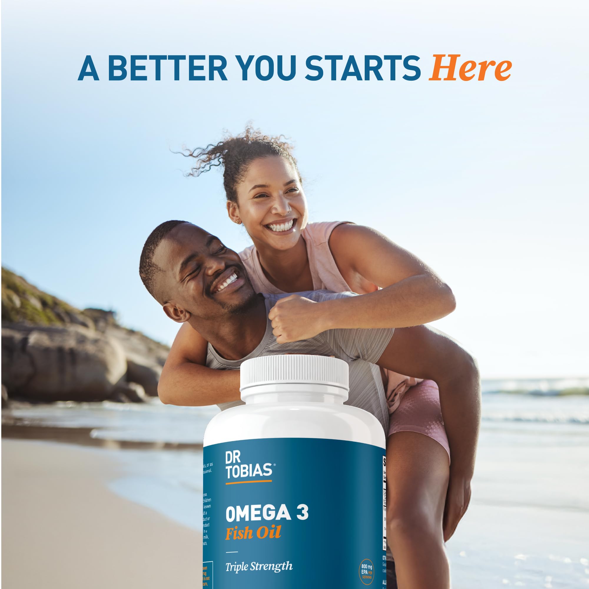 Dr. Tobias Omega 3 Fish Oil 2000mg Triple Strength with 800mg EPA 600mg DHA Per Serving | Fish Oil Omega 3 Supplements for Heart Brain & Immune Support - 180 Softgels (90 Servings) Dr. Tobias Au supplements