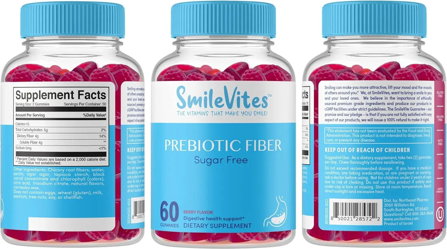 SmileVites Prebiotics Fiber Gummy Digestive Health - Vegan Friendly, GMO Free, Kosher Heartland Pharma Au supplements