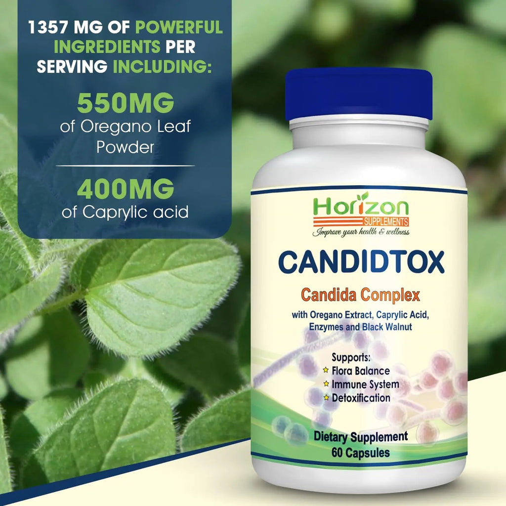 Candida Cleanse Support and Detox with Natural Herbs, probiotics and Oregano Oil Horizon Supplements Au supplements
