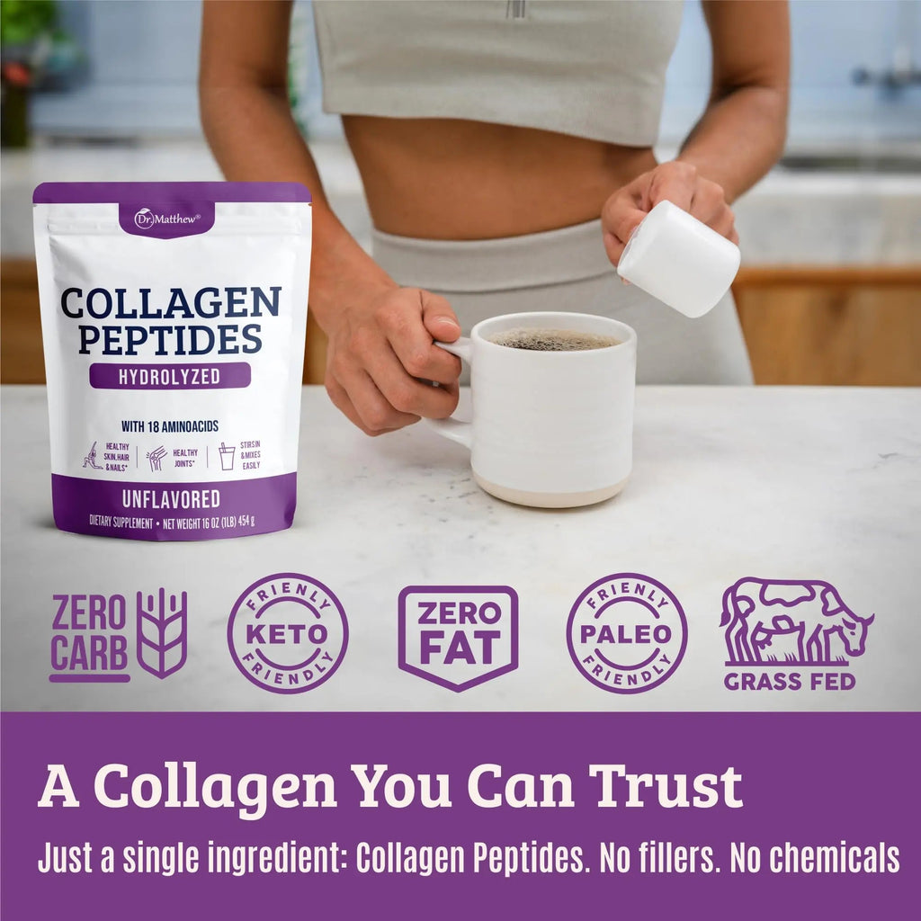 Collagen Protein Powder. Grass Fed Collagen Powder for Women & Men. Hydrolyzed Dr. Matthew Au supplements