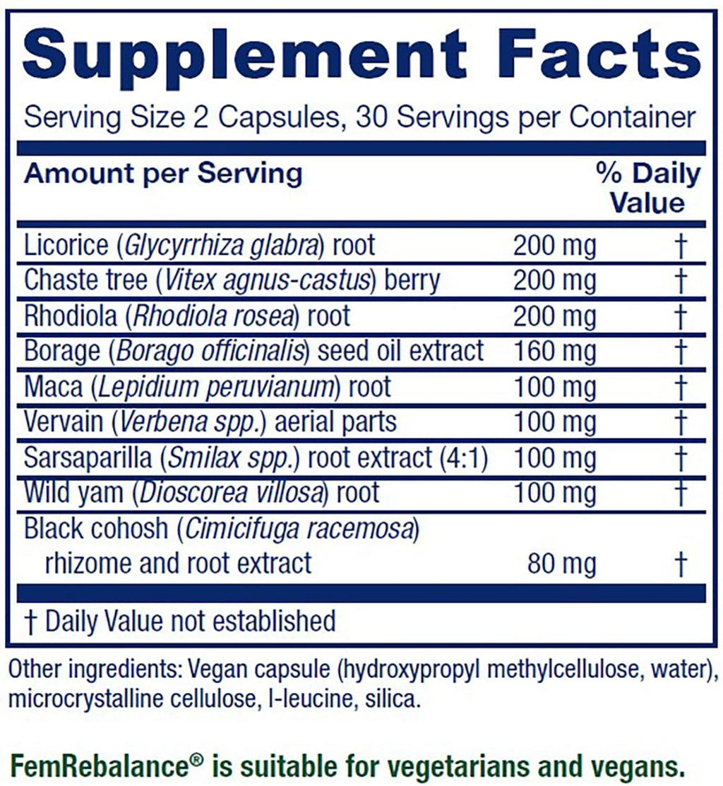 Vitanica FemRebalance, Hormone Balance Support for Women, Vegan, 60 Capsules Vitanica Au supplements