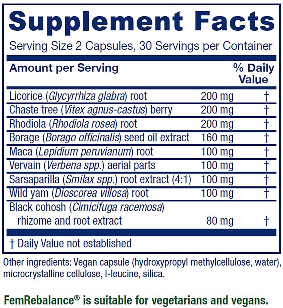 Vitanica FemRebalance, Hormone Balance Support for Women, Vegan, 60 Capsules Vitanica Au supplements