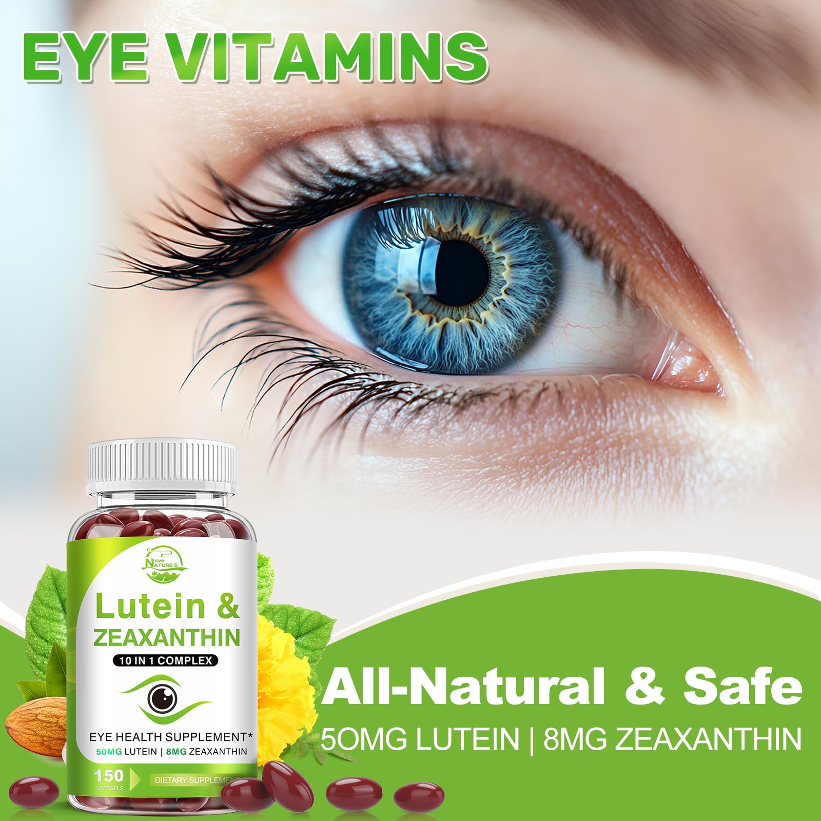 Lutein and Zeaxanthin Supplements, Eye Vitamin & Mineral Supplement, Multivitamin for Vision & Ocular Health with Omega-3, Protect and Enhance Your Eye