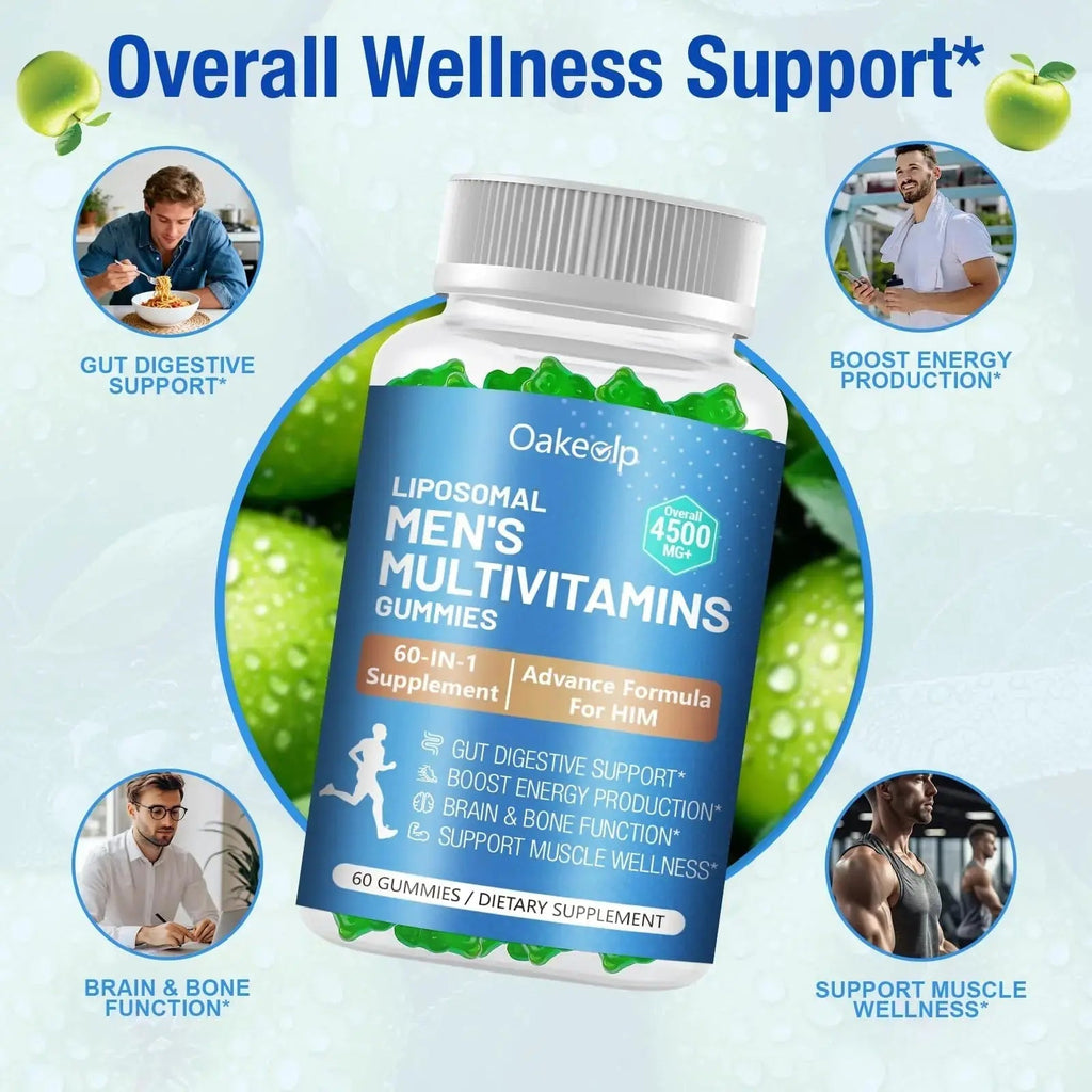 60-IN-1 Liposomal 120+ Nutrients Men's Multivitamin Gummy 4500MG+ Overall,300Billion Probiotics, Algal DHA, CoQ10, Turmeric & Herbal Blends Oakevlp Au supplements