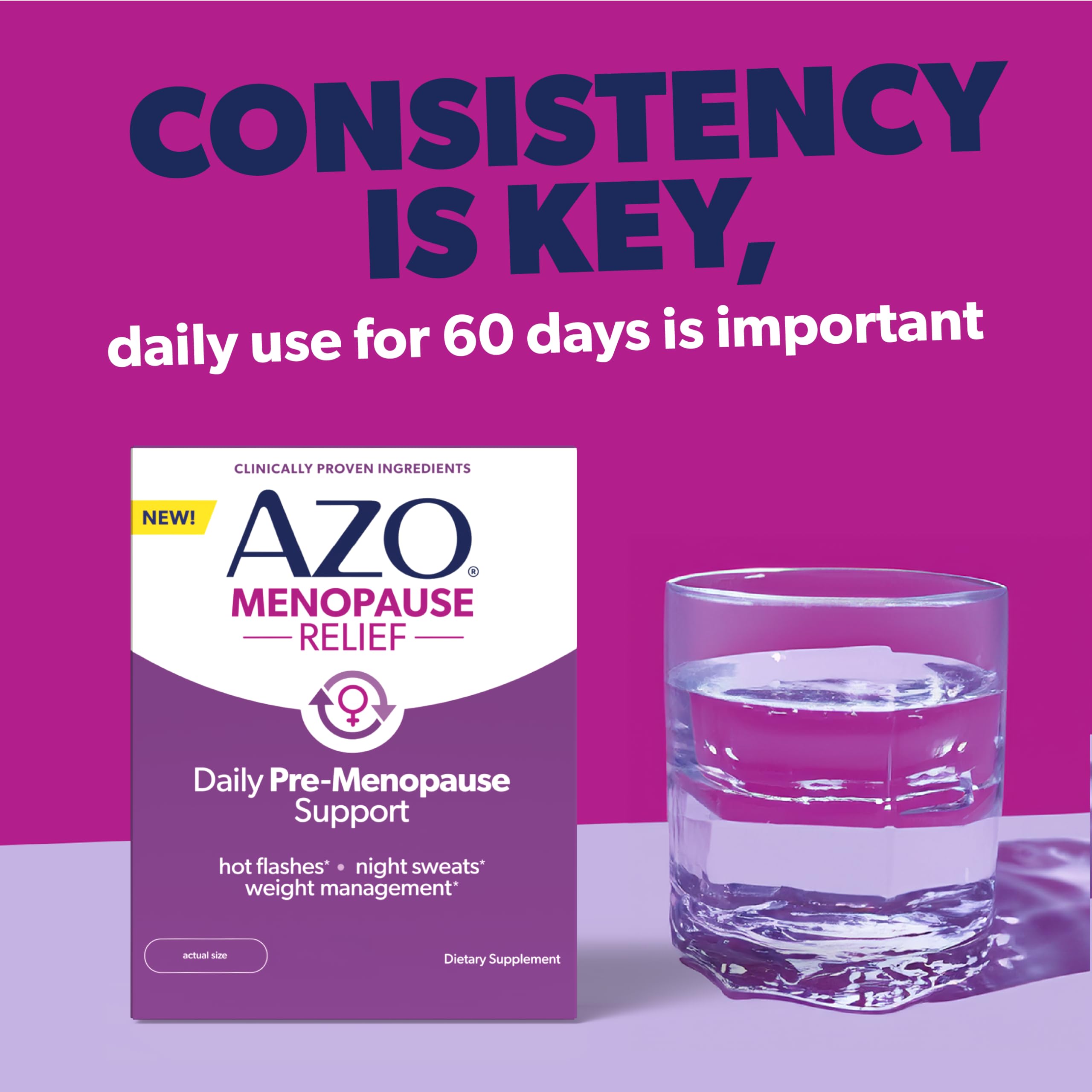 AZO® Daily Pre-Menopause Relief Perimenopause Supplements for Women, Hot Flash, Night Sweat and Healthy Weight Management Support* - 30 Count AZO Au supplements