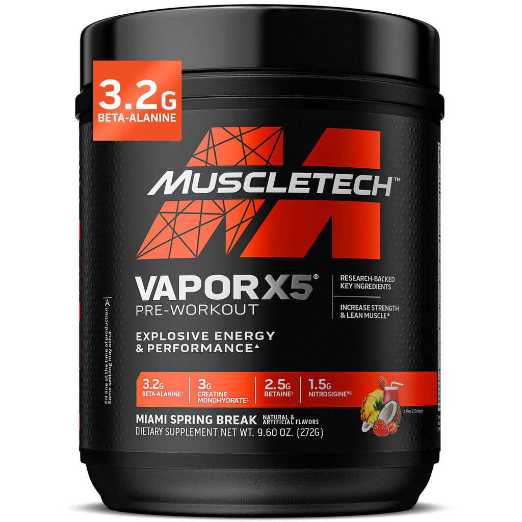 MuscleTech Pre-Workout Powder, Vapor X5 - Sports Nutrition Muscle Building Supplements for Women & Men - Intense Muscle Pump Energy Powder Drink Mix