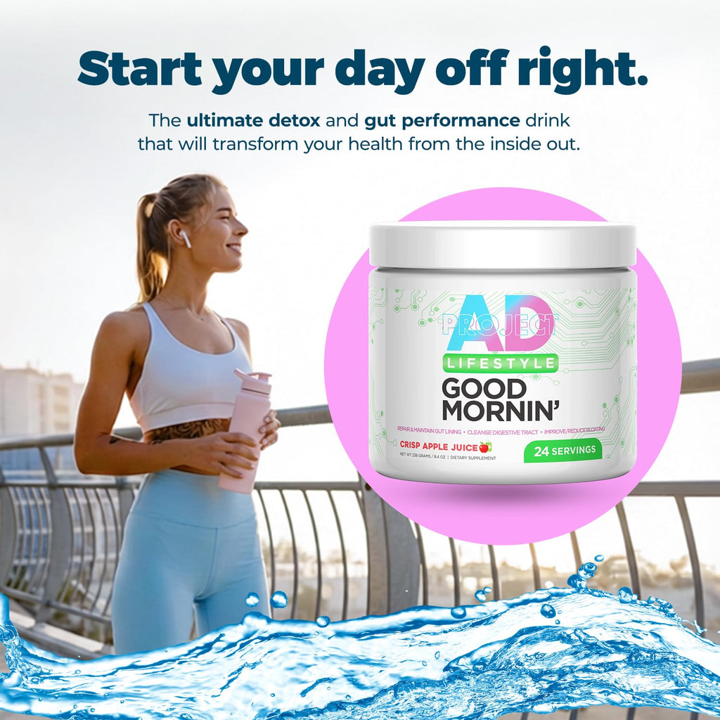 Project AD Life Good Morning Detox and Performance Drink, Naturally Flavored and Formulated with L-GLutamine, Apple Cider Vinegar,
