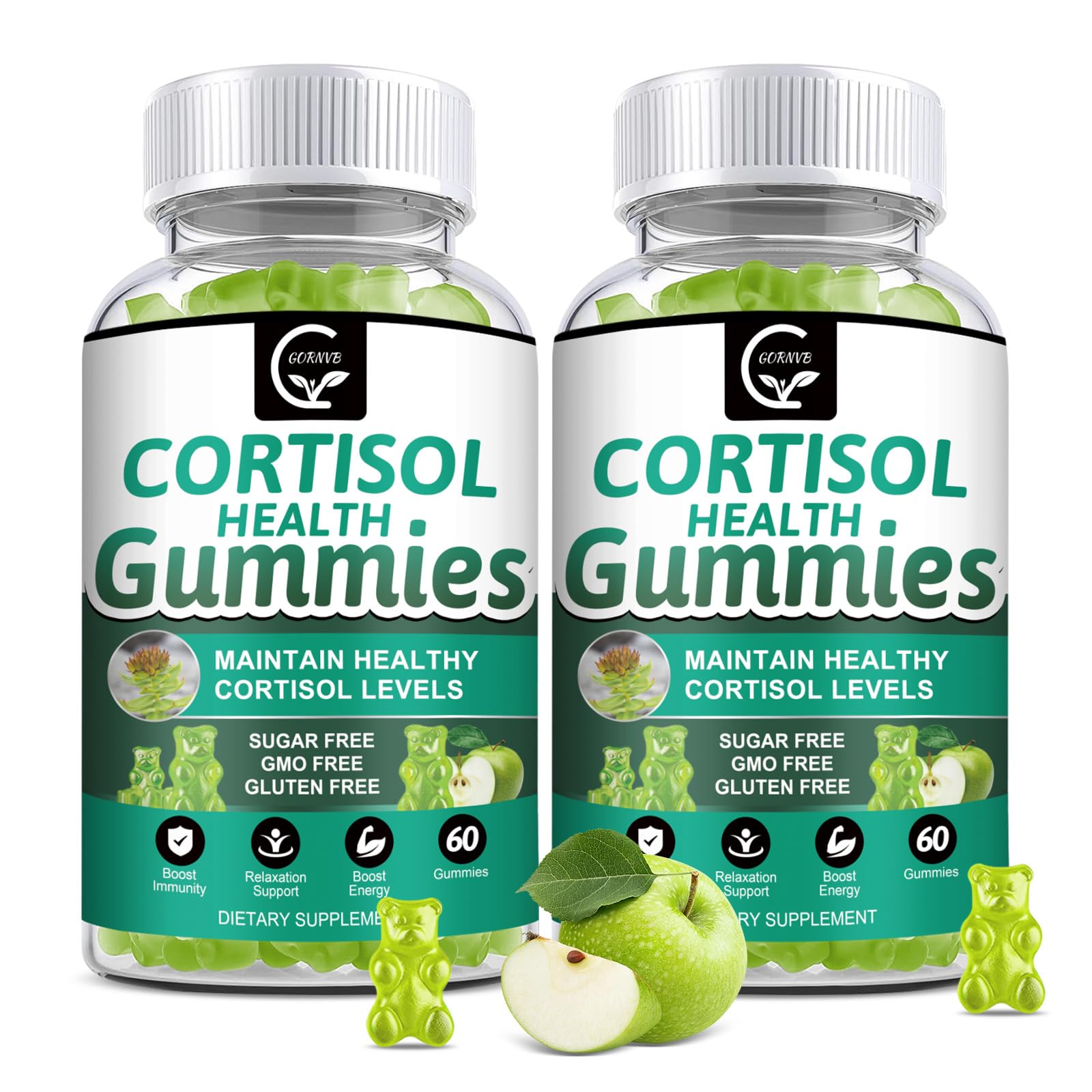 GORNVB Cortisol Gummies, Cortisol Supplement for Women with Magnesium, Ashwagandha, Rhodiola, Phosphatidylserine, L-Theanine, Black Pepper, Vitamin C & B6 - Relaxation, Focus, Sleep Support - 2 Pack GORNVB Au supplements