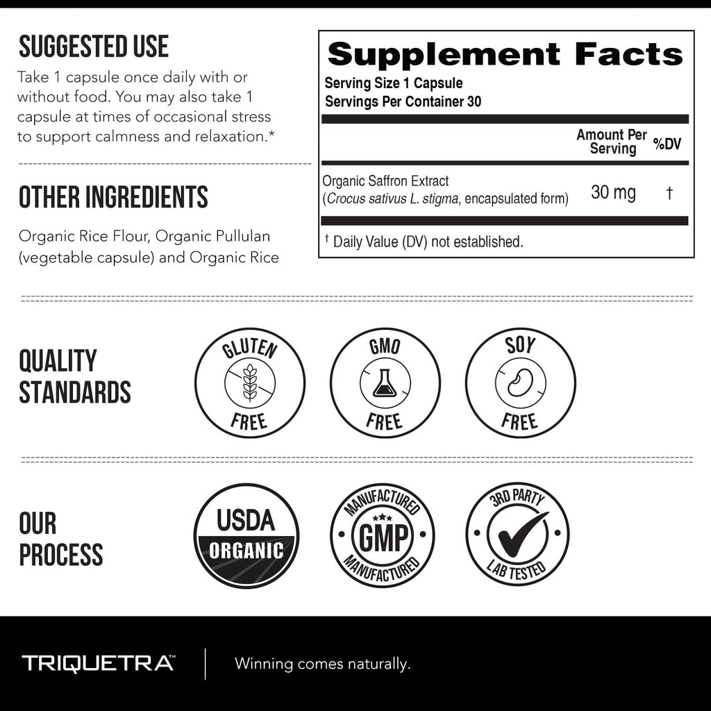Organic Saffron Extract: Optimized Extract with Safromotivines, Safranal, and Crocins – Clinically Studied | Premium Persian Sargol Quality | Supports Mood,