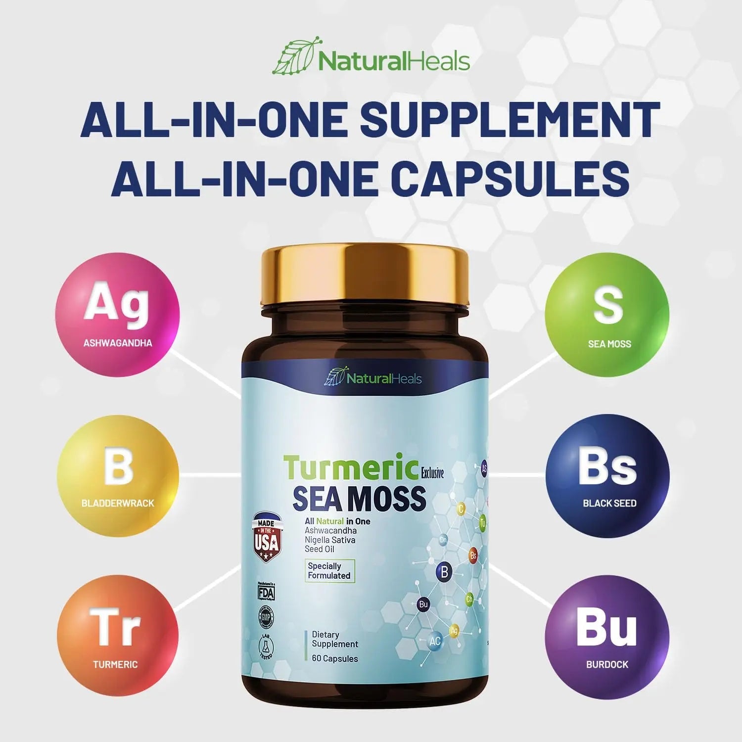 Natural Heals Sea Moss 3000mg: Black Seed Oil 2000mg Ashwagandha 1000mg Turmeric Natural Heals Au supplements