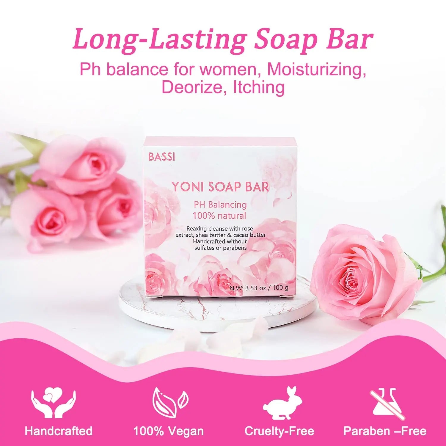 Yoni Soap Bars Vaginal Wash 2 PCS, 100% Natural Organic Yoni Bar Soap for Women Ph Balance Yoni BASSI Au supplements