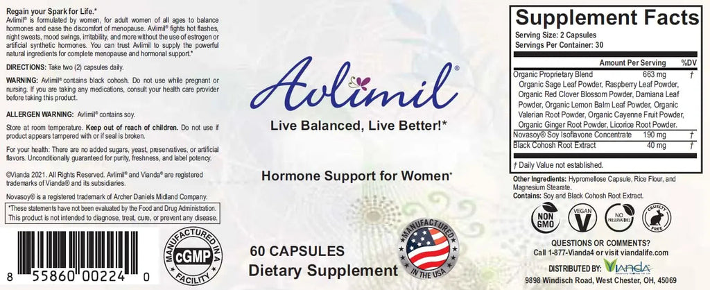Avlimil Hormone Balance & Menopause | Relief from Mood Swings, Hot Flashes, Night Sweats & Irritability Avlimil Au supplements