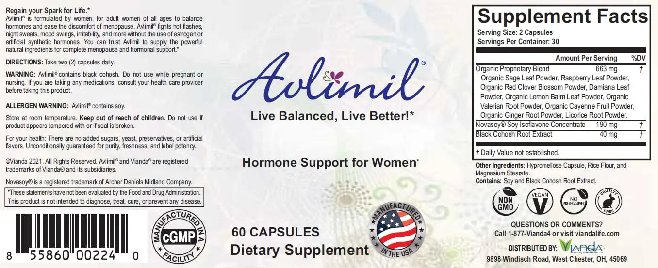 Avlimil Hormone Balance & Menopause | Relief from Mood Swings, Hot Flashes, Night Sweats & Irritability Avlimil Au supplements