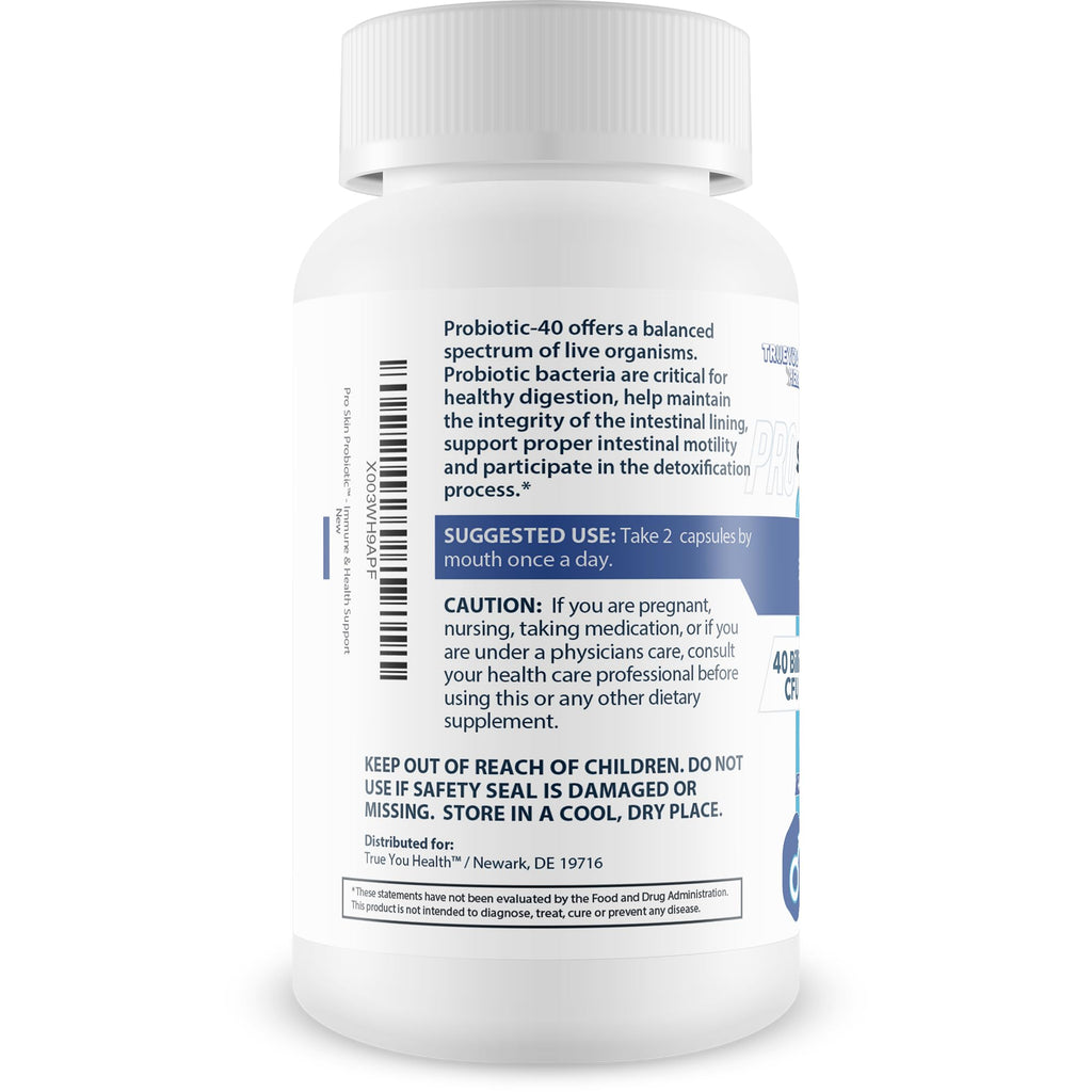 Pro Skin Probiotic - Skin Health Supporting Probiotic with Immune Support - Promote Healthy Skin Microbiome from Inside Out - Health Starts in the Gut - Support Reduced Breakouts, Redness, & Puffiness