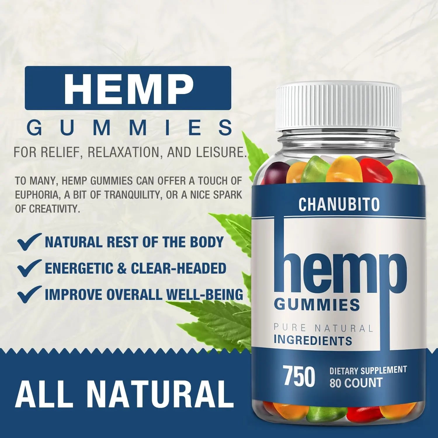 Hemp Gummies Organic High Potency Hemp Supplement - Pain, Sleep, Stress CHANUBITO Au supplements