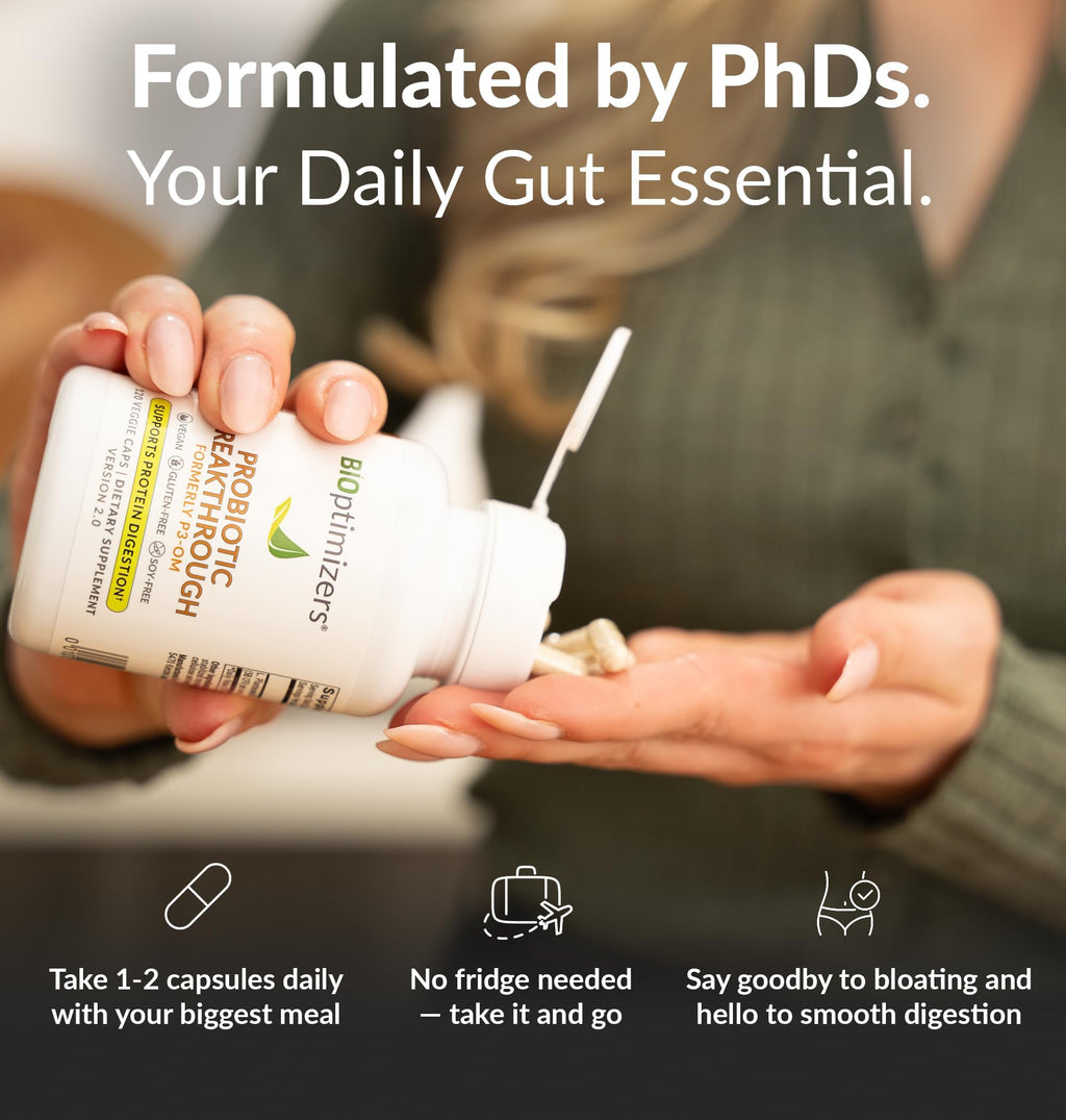 BIOptimizers Probiotic Breakthrough – Lactobacillus Plantarum OM Probiotics & Prebiotics Health Supplement for Gut, Digestive & Immune Support Probiotics