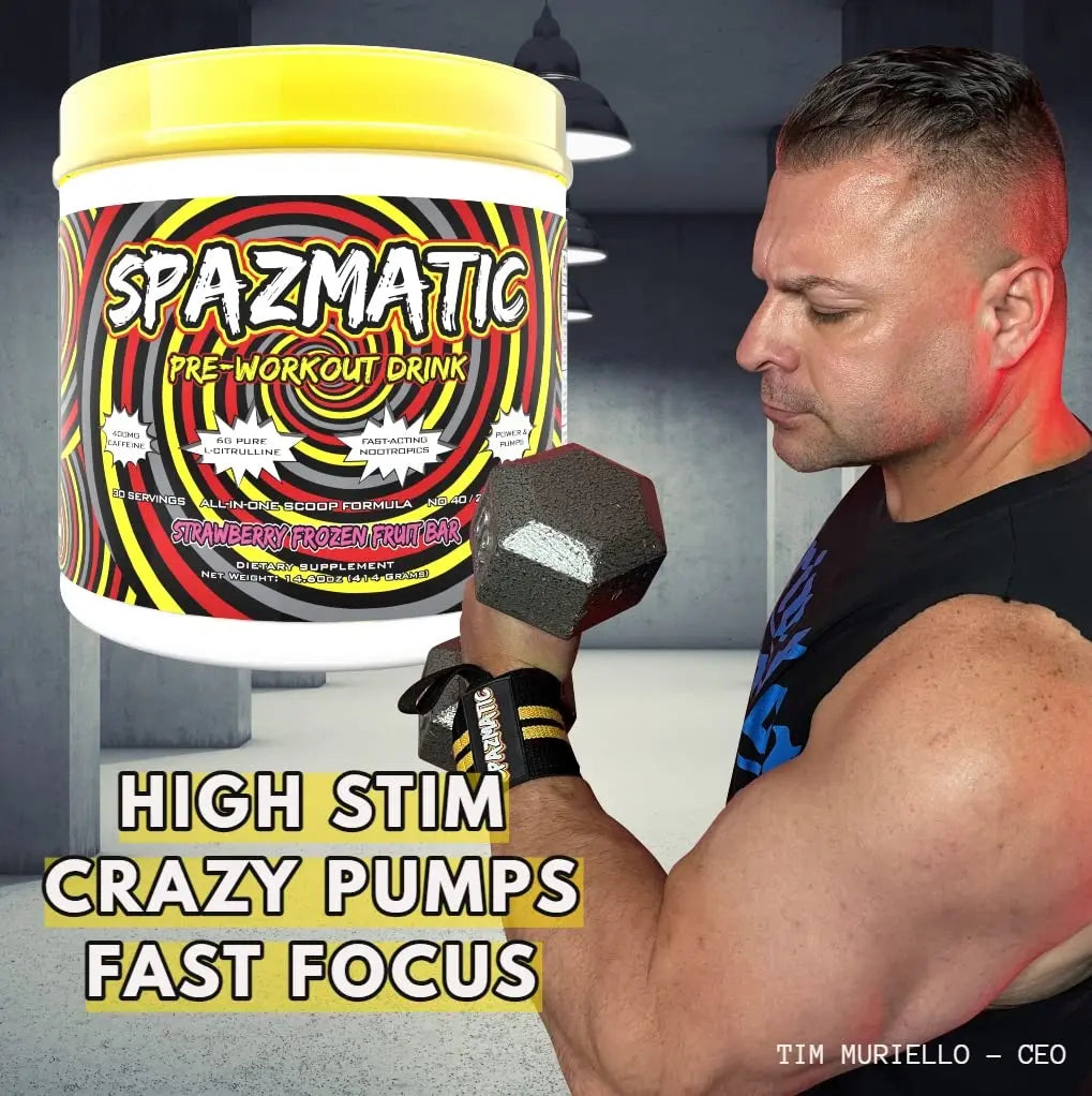 Spazmatic Pre-Workout Powder - 400mgs Caffeine - 6 Grams Pure Citrulline for Muscle TIM MURIELLO'S SPAZMATIC PRE-WORKOUT DRINK Au supplements