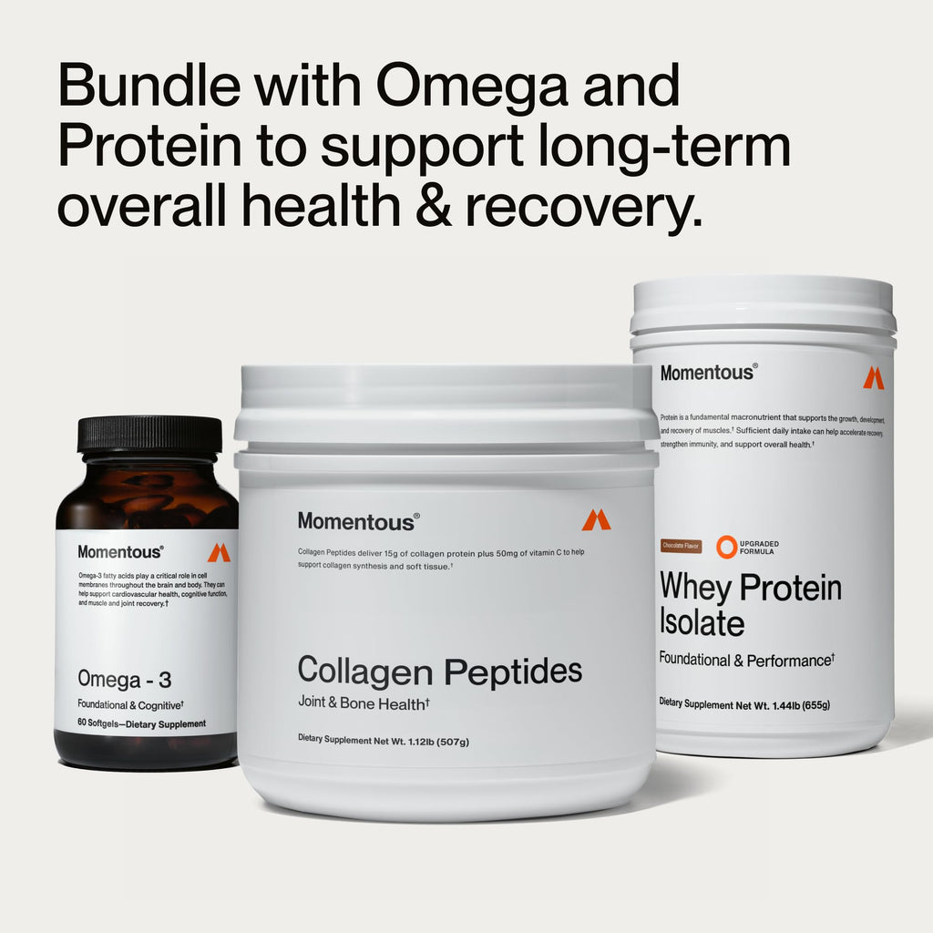 Momentous Grass-Fed Collagen Peptides Powder - Collagen Protein Powder with Fortigel & Vitamin C for Hair, Skin, Nails, & Joint Health Support