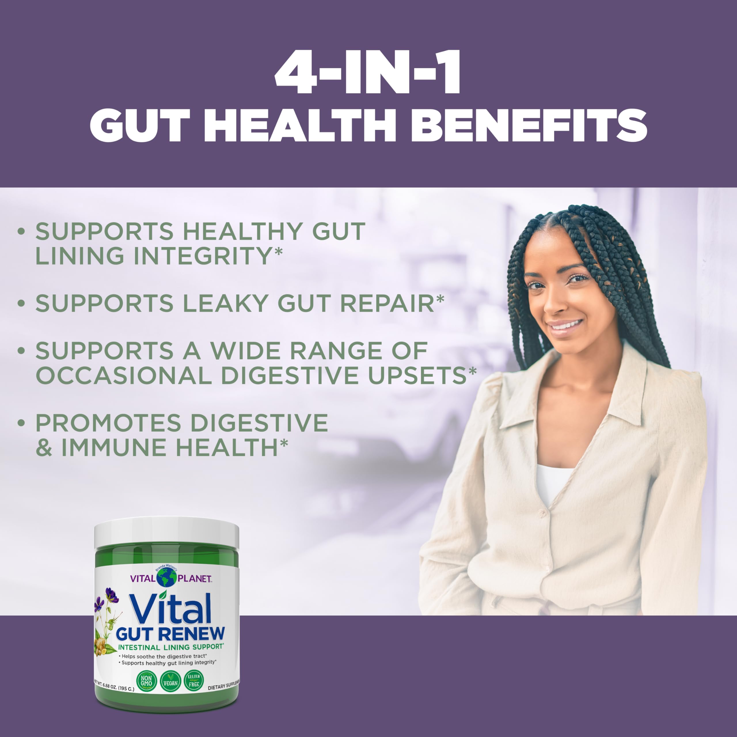 Vital Planet - Vital Gut Renew Powder Supplement for Leaky Gut Repair with L-Glutamine, Marshmallow and Ginger Root, DGL Licorice Root and Organic