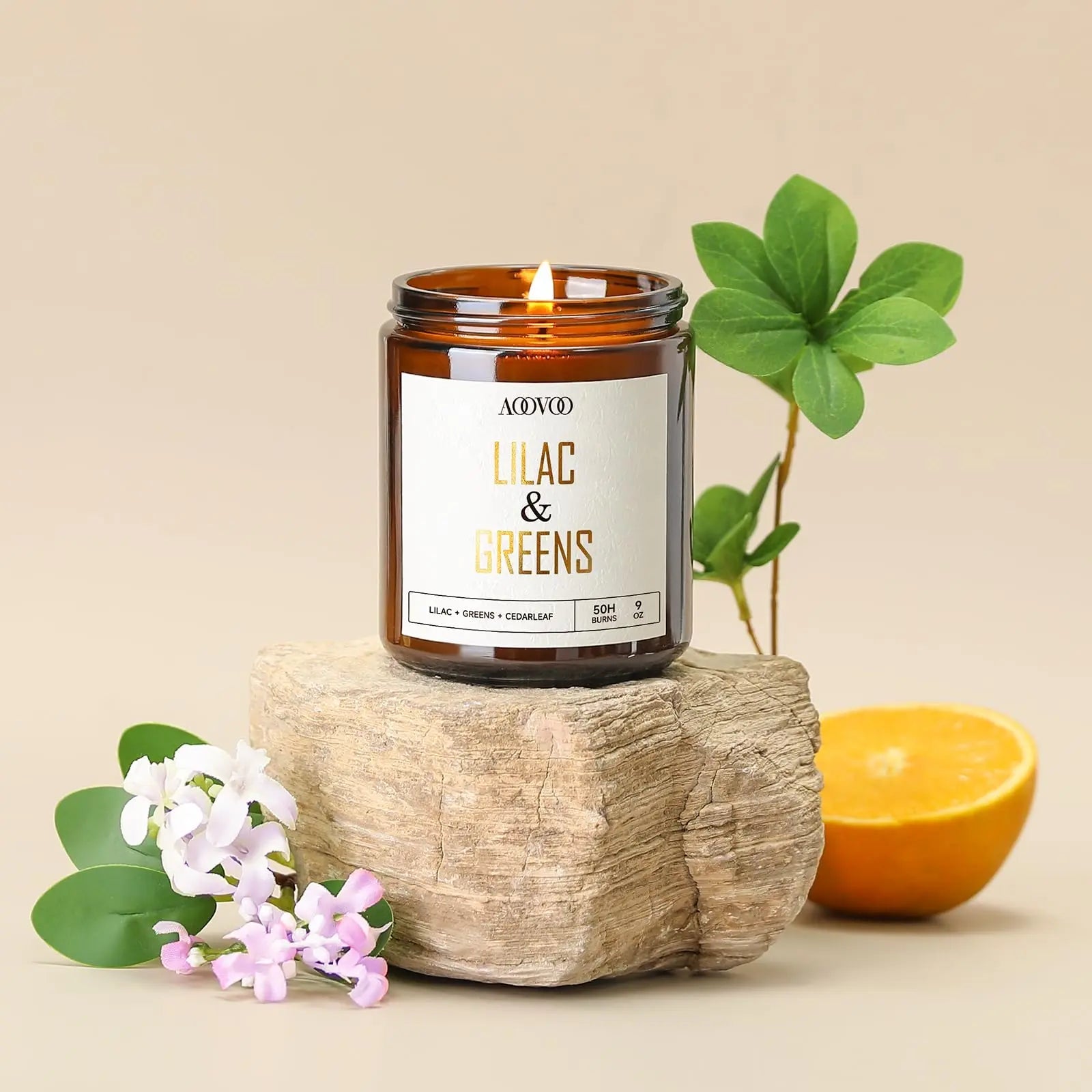 AOOVOO Lilac Candle, Candles Gifts for Women, Green Leaves Lilac Candle, Scented Candle AOOVOO Au supplements