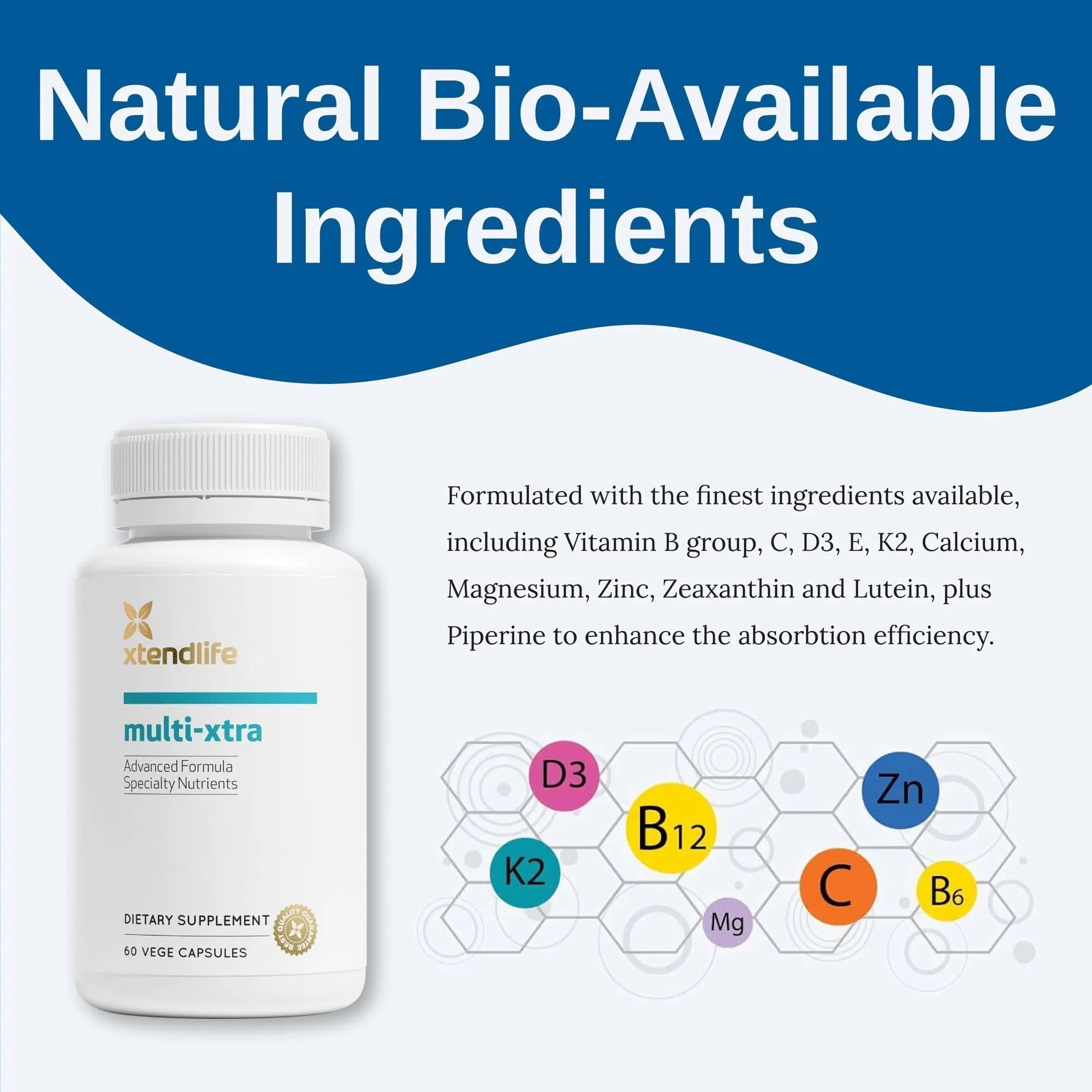 Xtendlife Multi-Xtra Multivitamin for Immune, Heart & Energy Support - 40+ Bioavailable Vitamins, Minerals, Antioxidants & Herbs Xtendlife Au supplements