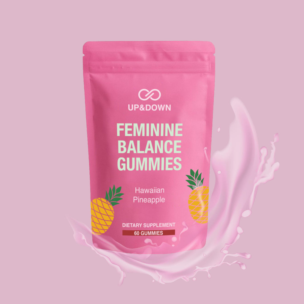Up&Down Supplements Premium Feminine Balance Gummies for Women | PMS Relief, Mood & Cycle Support | Pineapple + Vitamin C | Ashwagandha & Chasteberry | Vegan, Non-GMO, Gluten Free | 60 Gummies Up&Down Supplements Au supplements