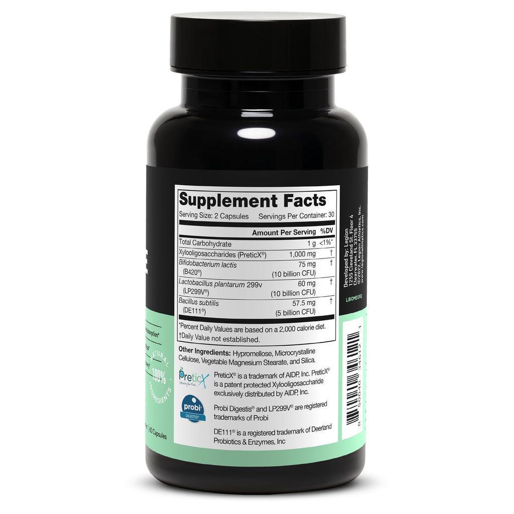 LEGION Biome Probiotic - Natural Probiotics Gut Health Supplement for Women & Men - Probiotic Nutritional Supplements Help Reduce Bloating, Cramping & Gas - Colon Health Probiotic Pills, 30 Servings LEGION Au supplements