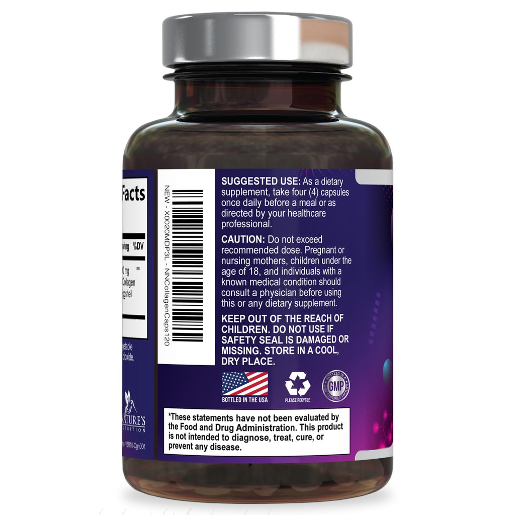 Multi Collagen Pills 2400 mg - Advanced Types I, II, III, V, X - Hydrolyzed Multi Collagen Peptides Pills, Collagen Supplements for Women & Men - Hair, Skin, & Nail Support Supplement - 120 Capsules Nature's Nutrition Au supplements